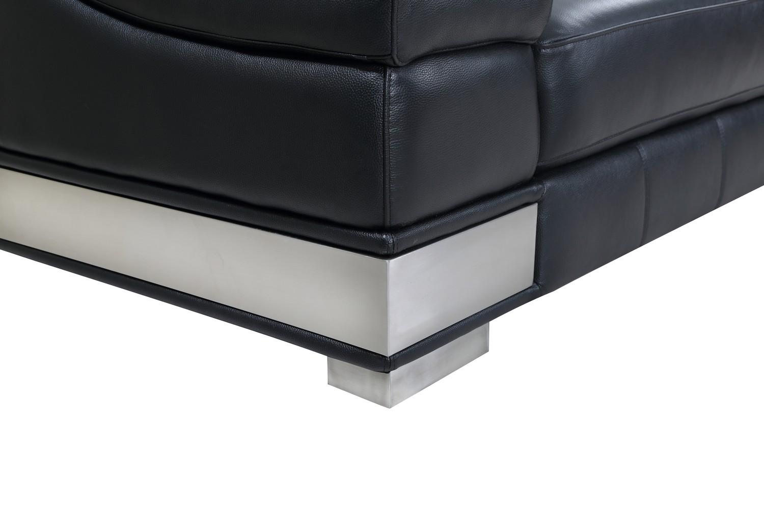 

    
415-BLACK-2PC Black Genuine Italian Leather Sofa & Loveseat Set Modern Global United 415
