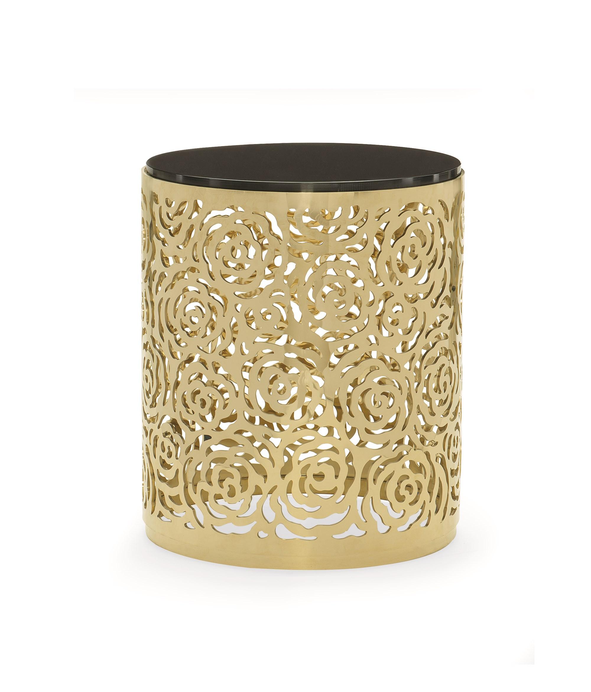Contemporary End Table THE ROSE SIDE SIG-416-415 in Gold, Black 