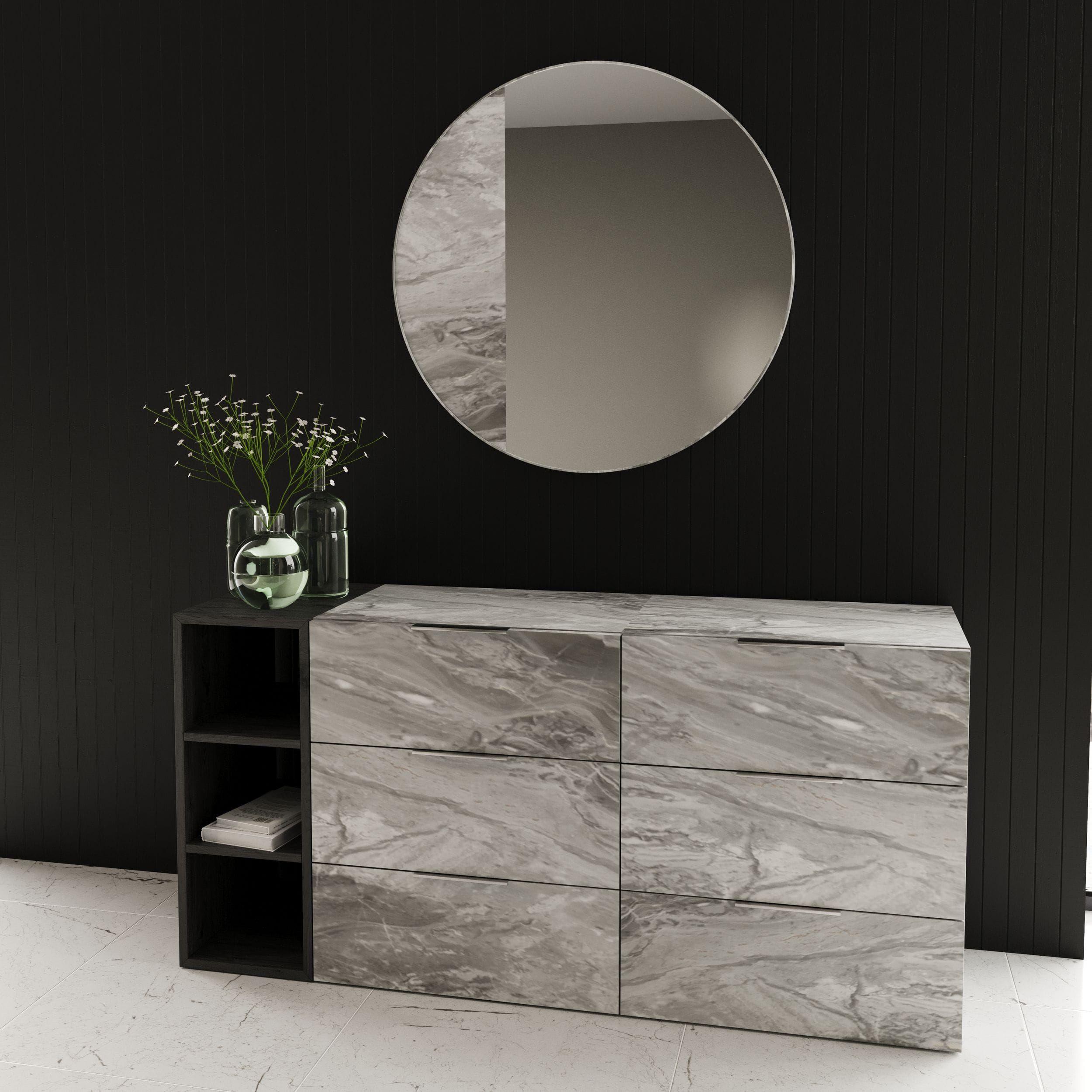 

    
Black & Gray Faux Marble Dresser & Mirror by VIG Nova Domus Maranello
