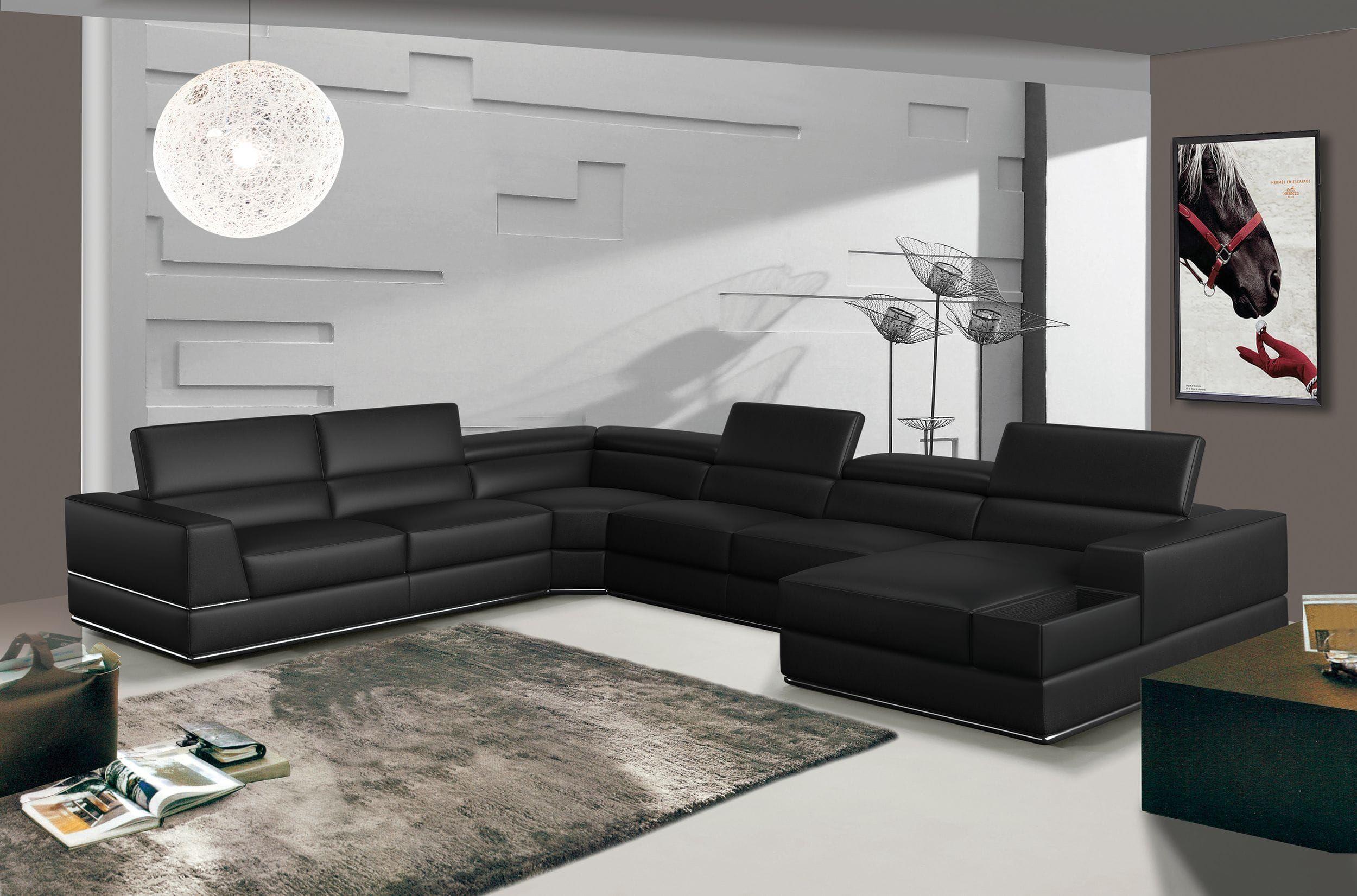 Contemporary, Modern Sectional Sofa VGCA5106-BL-BLK-SECT 78547 VGCA5106-BL-BLK-SECT 78547 in Black Bonded Leather