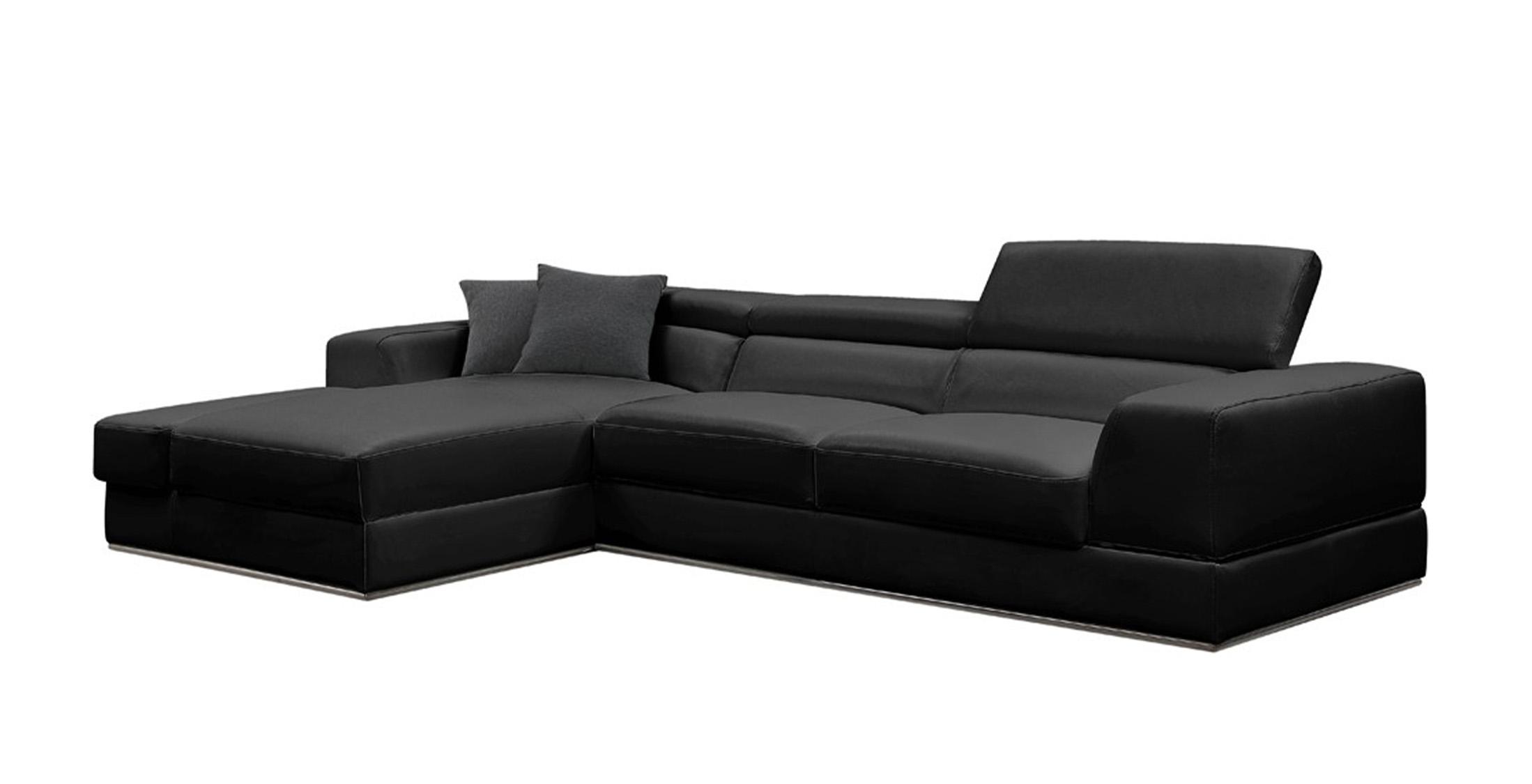 Contemporary, Modern Sectional Sofa VGCA5106A-BLK VGCA5106A-BLK in Black Italian Leather