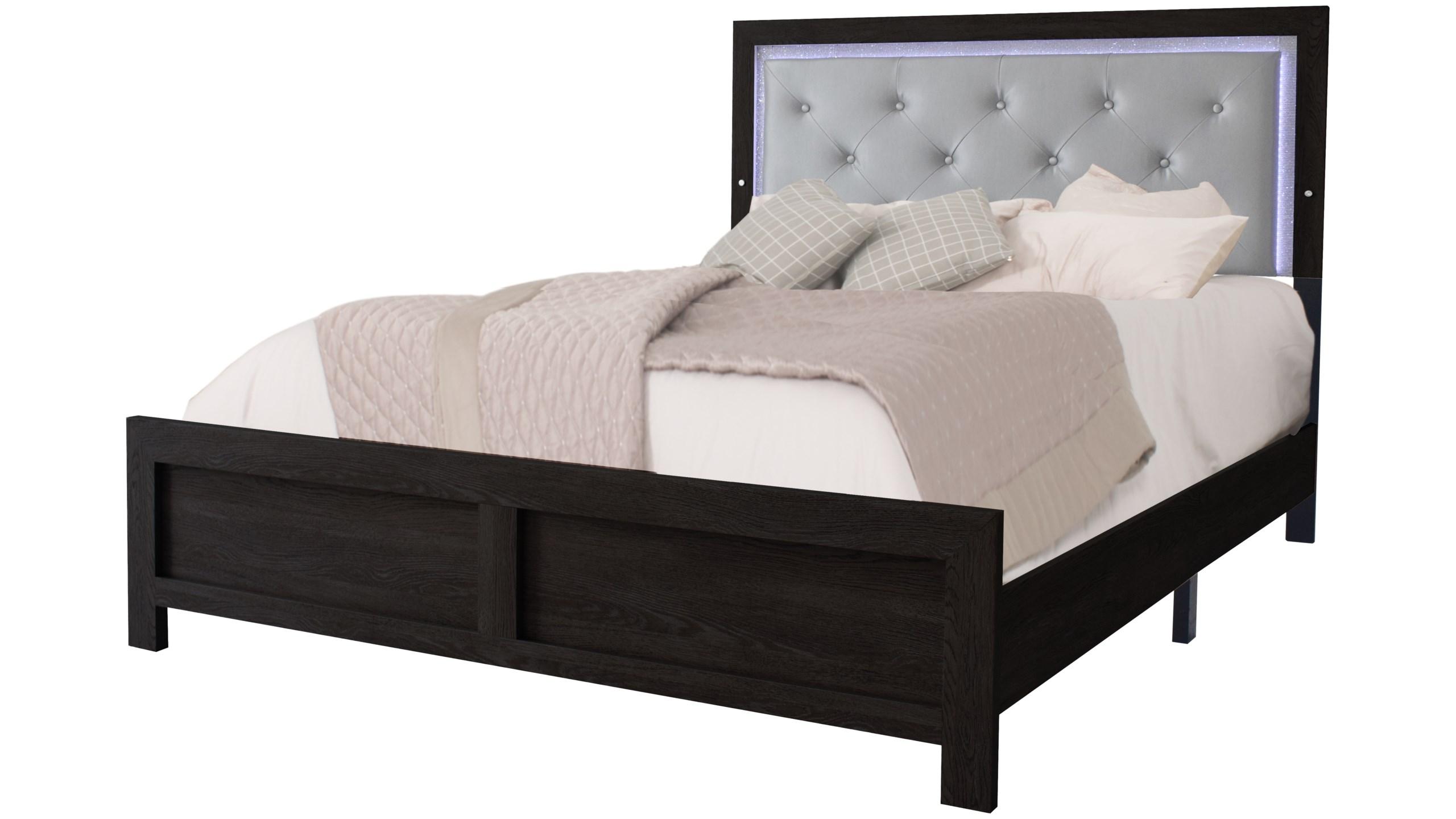 

    
Black Panel Bedroom Set w/ LED by Crown Mark Jaylen B9280-Q-Bed-5pcs
