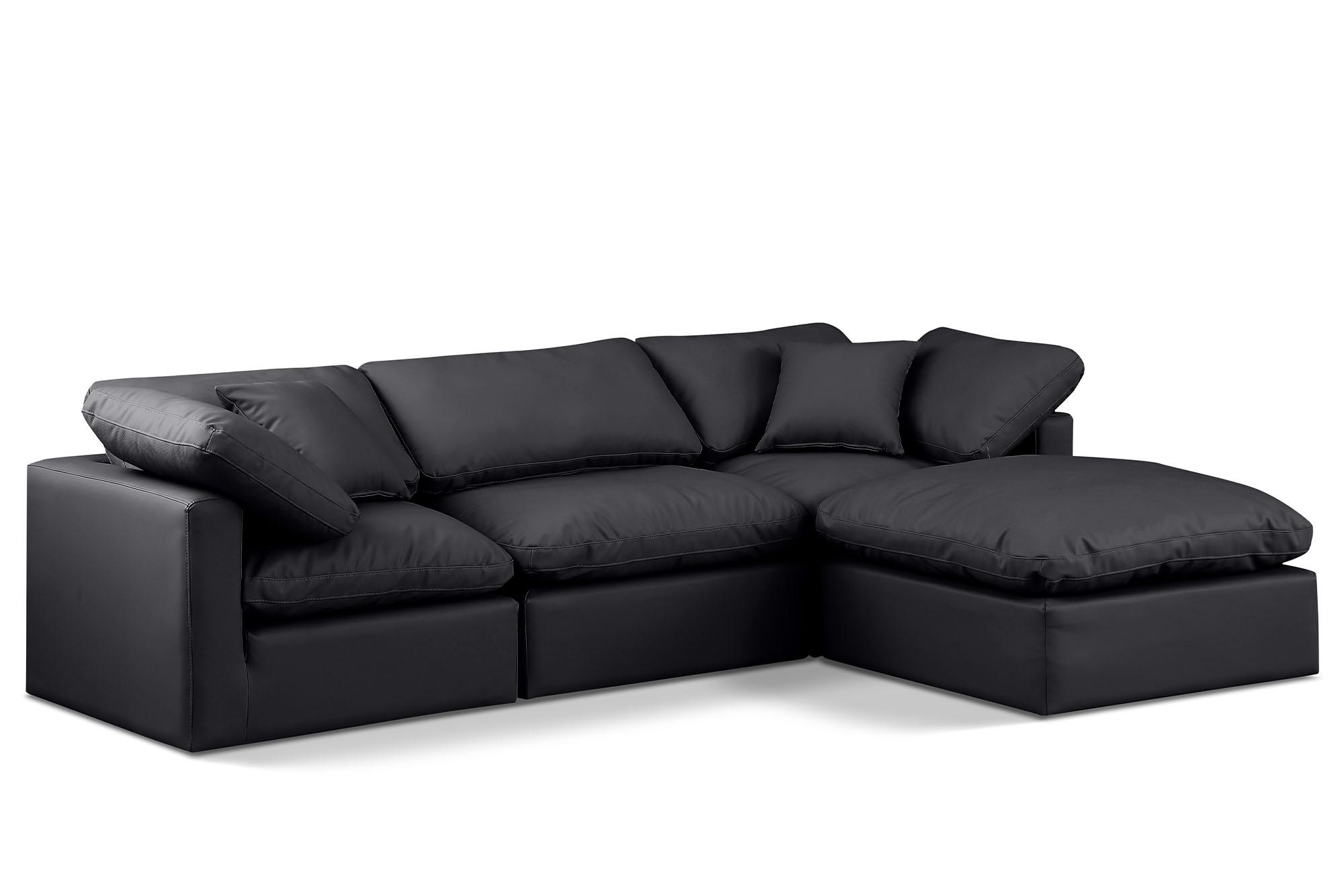 Contemporary, Modern Modular Sectional Sofa INDULGE 146Black-Sec4A 146Black-Sec4A in Black Faux Leather
