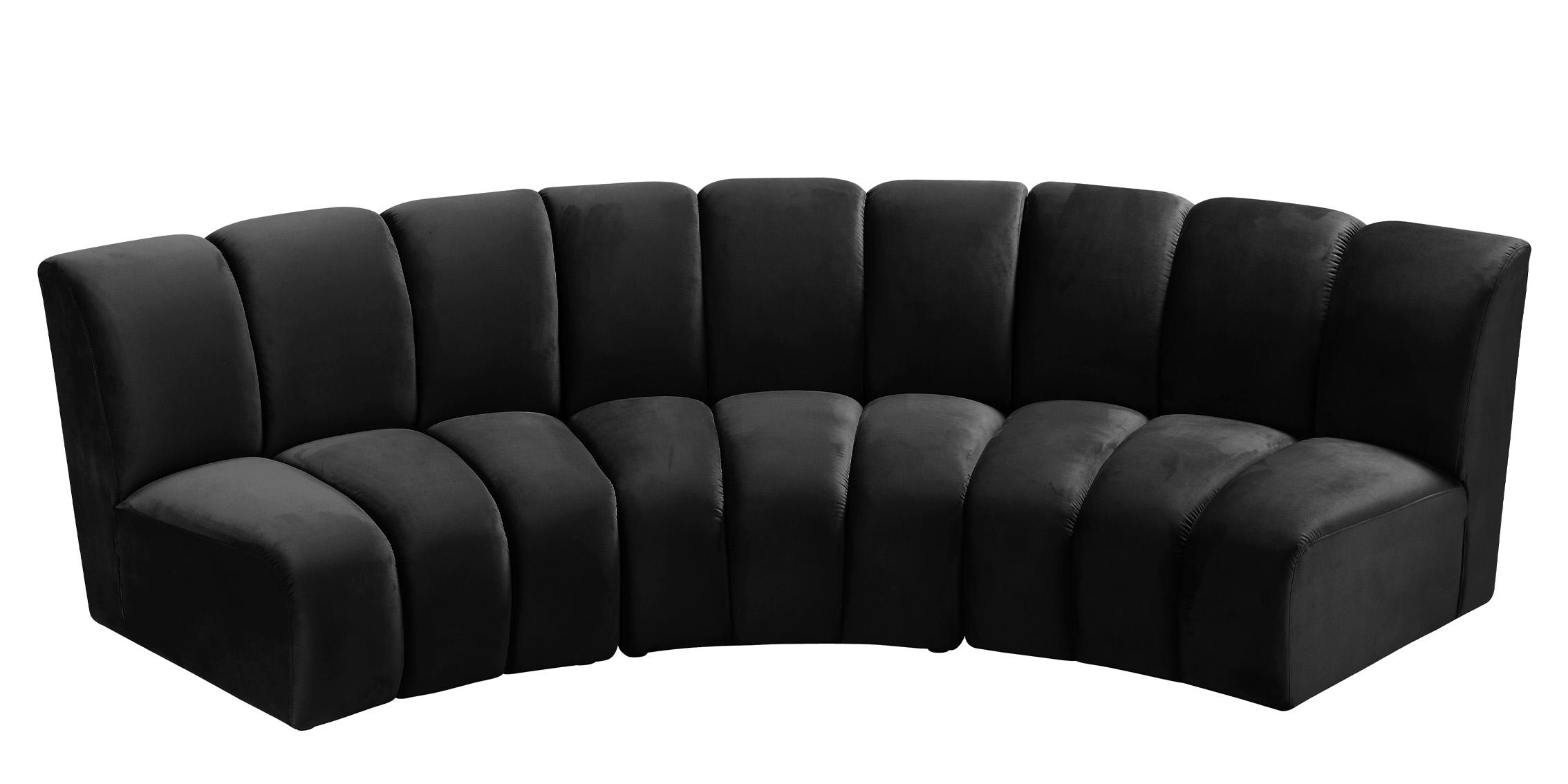 

    
Black Velvet Modular Sectional Sofa INFINITY 638Black-3PC Meridian Modern
