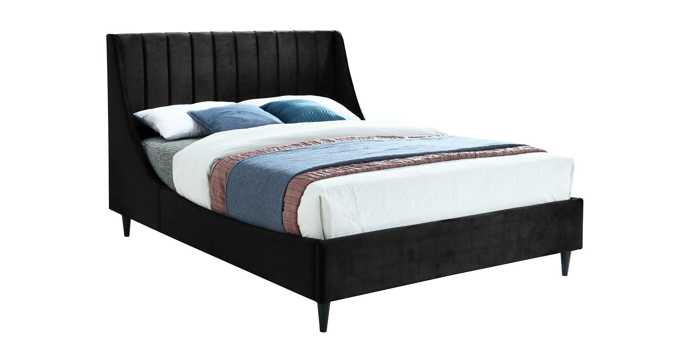 

    
Black Velvet Channel Tufted Full Bed EVA EvaBlack-F Meridian Contemporary Modern
