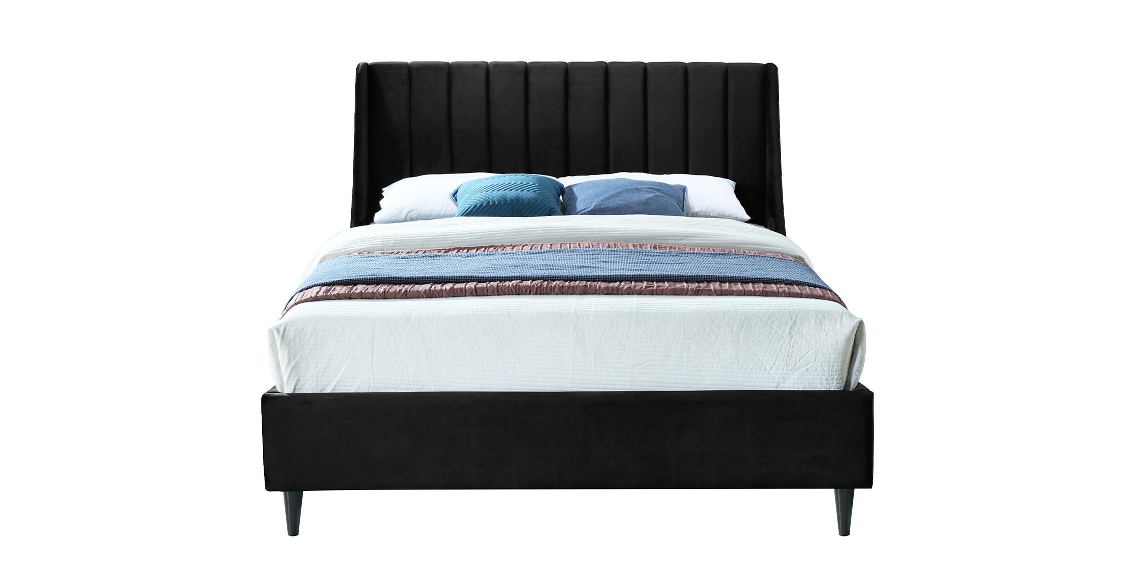 

    
Black Velvet Channel Tufted Full Bed EVA EvaBlack-F Meridian Contemporary Modern
