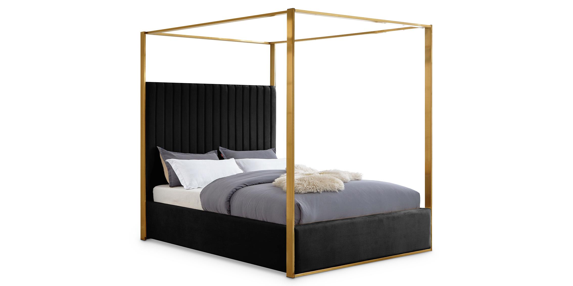 Contemporary, Modern Poster Bed JONES JonesBlack-K JonesBlack-K in Gold, Black Velvet