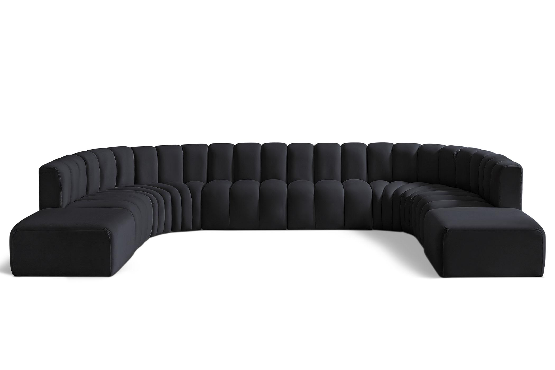 Contemporary, Modern Modular Sectional Sofa ARC 103Black-S10A 103Black-S10A in Black Velvet