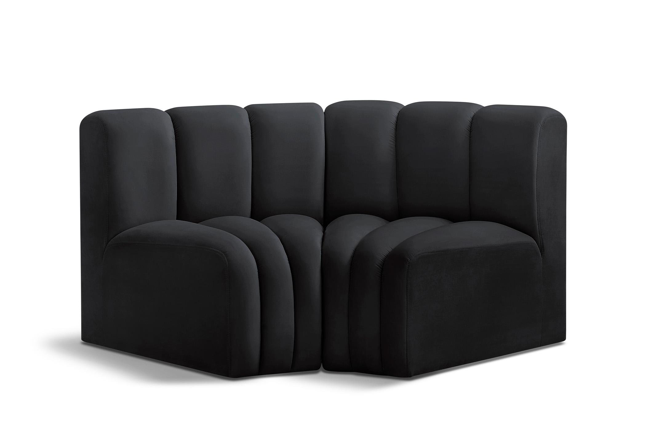 Contemporary, Modern Modular Sectional Sofa ARC 103Black-S2B 103Black-S2B in Black Velvet