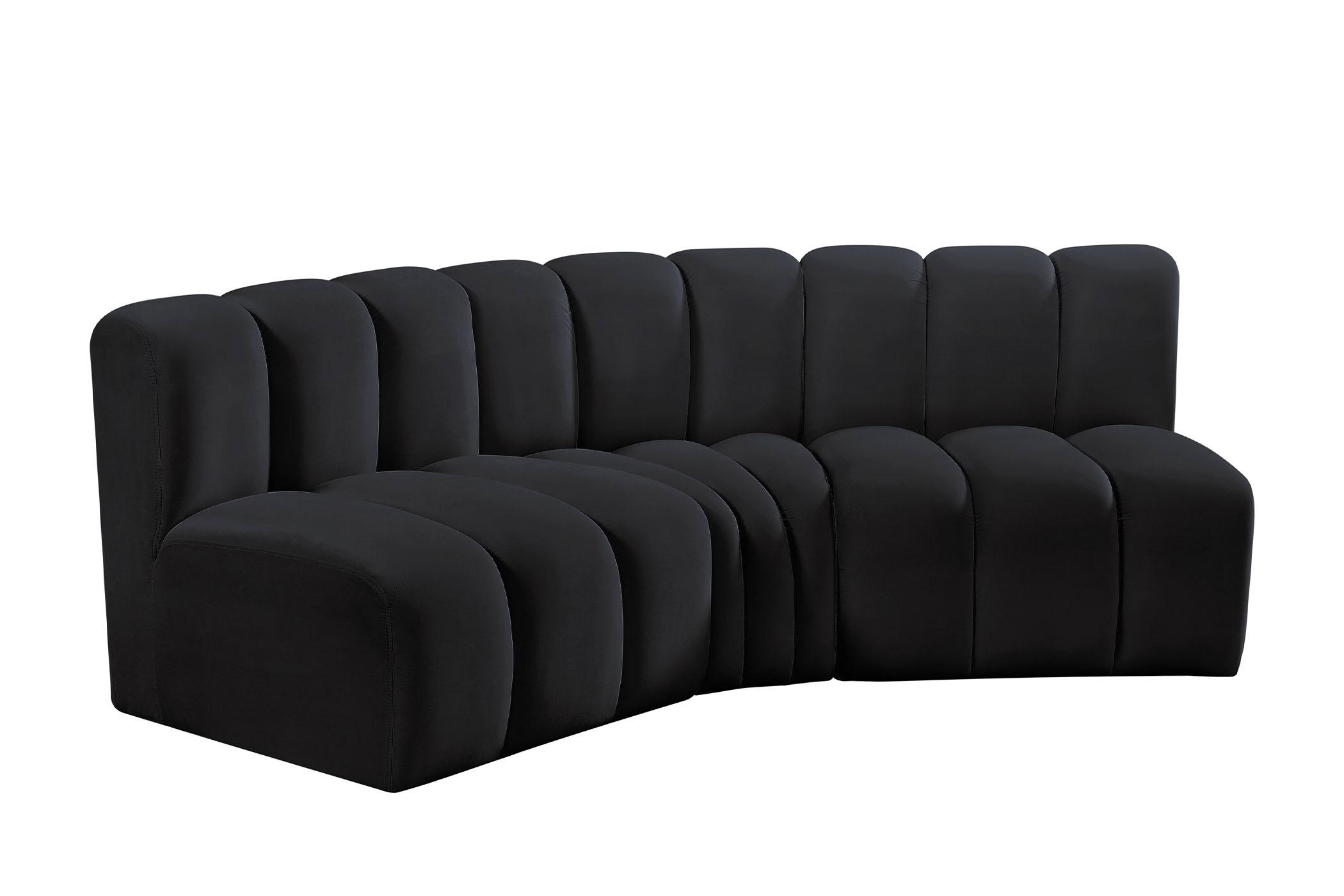 Contemporary, Modern Modular Sectional Sofa ARC 103Black-S3B 103Black-S3B in Black Velvet