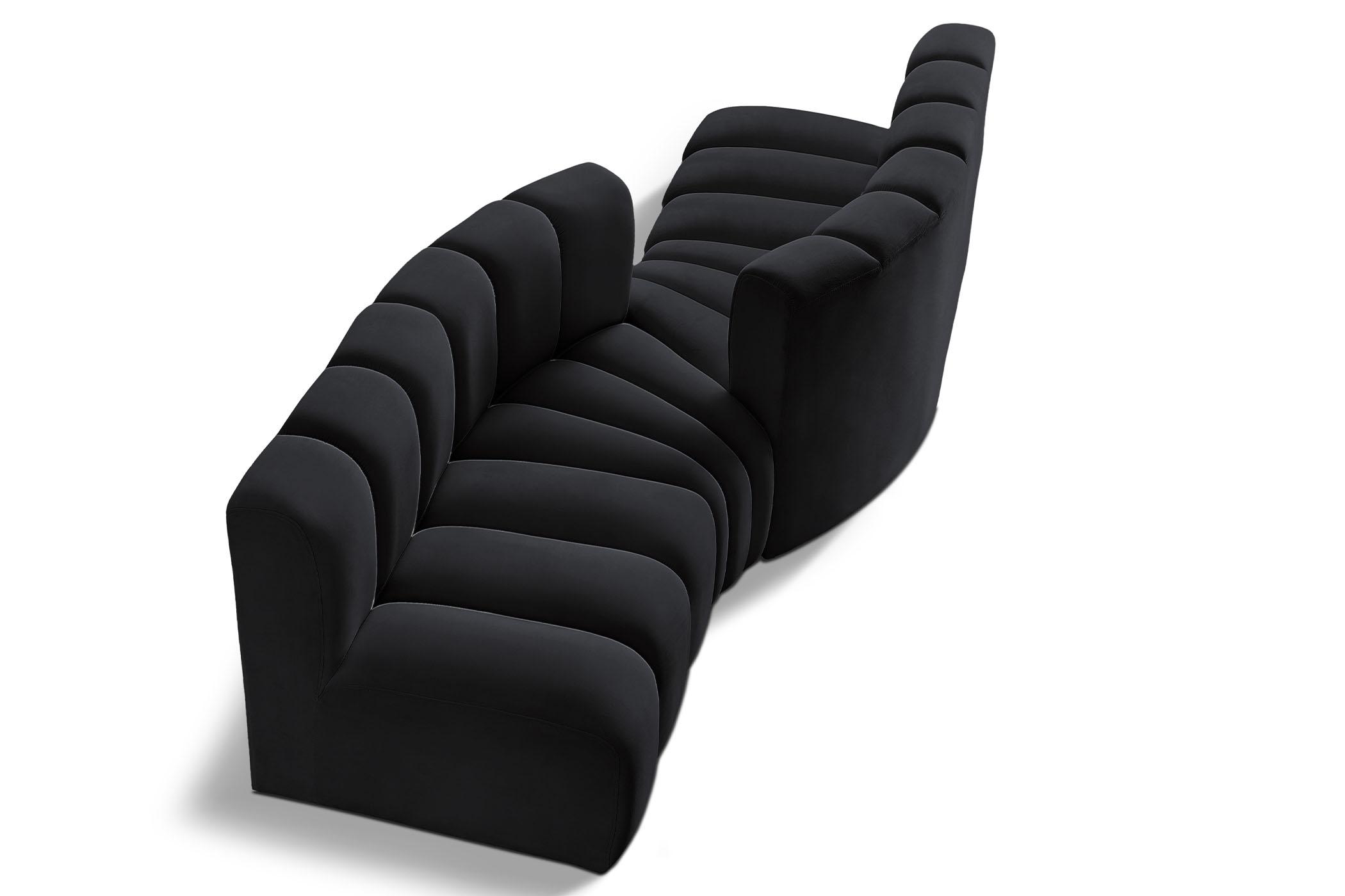 Contemporary, Modern Modular Sectional Sofa ARC 103Black-S4A 103Black-S4A in Black Velvet