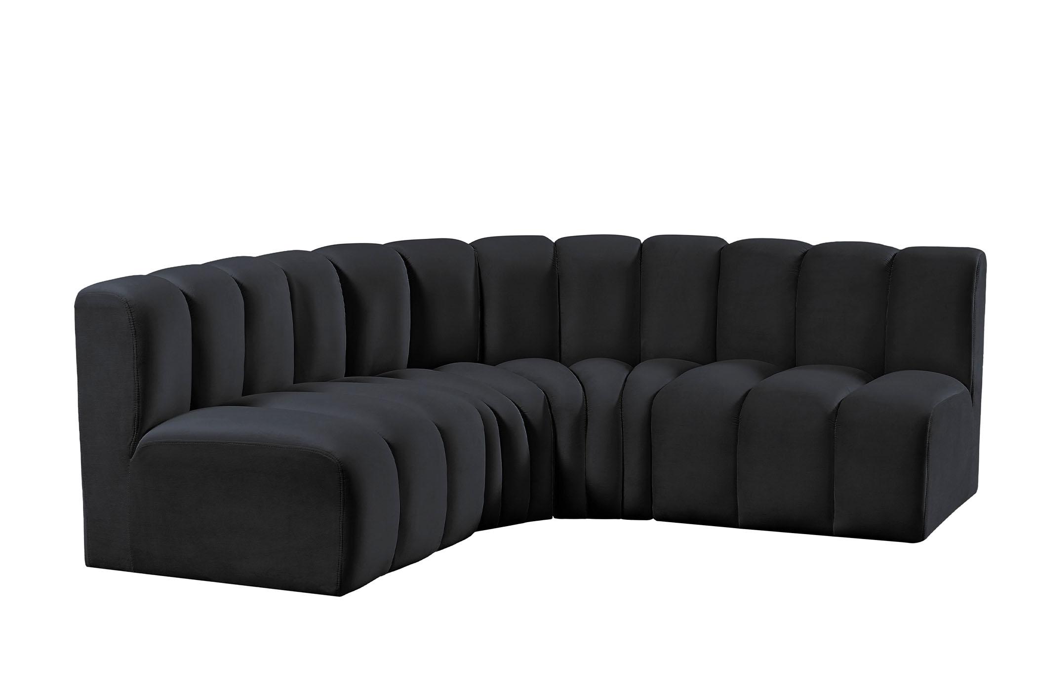 Contemporary, Modern Modular Sectional Sofa ARC 103Black-S4B 103Black-S4B in Black Velvet