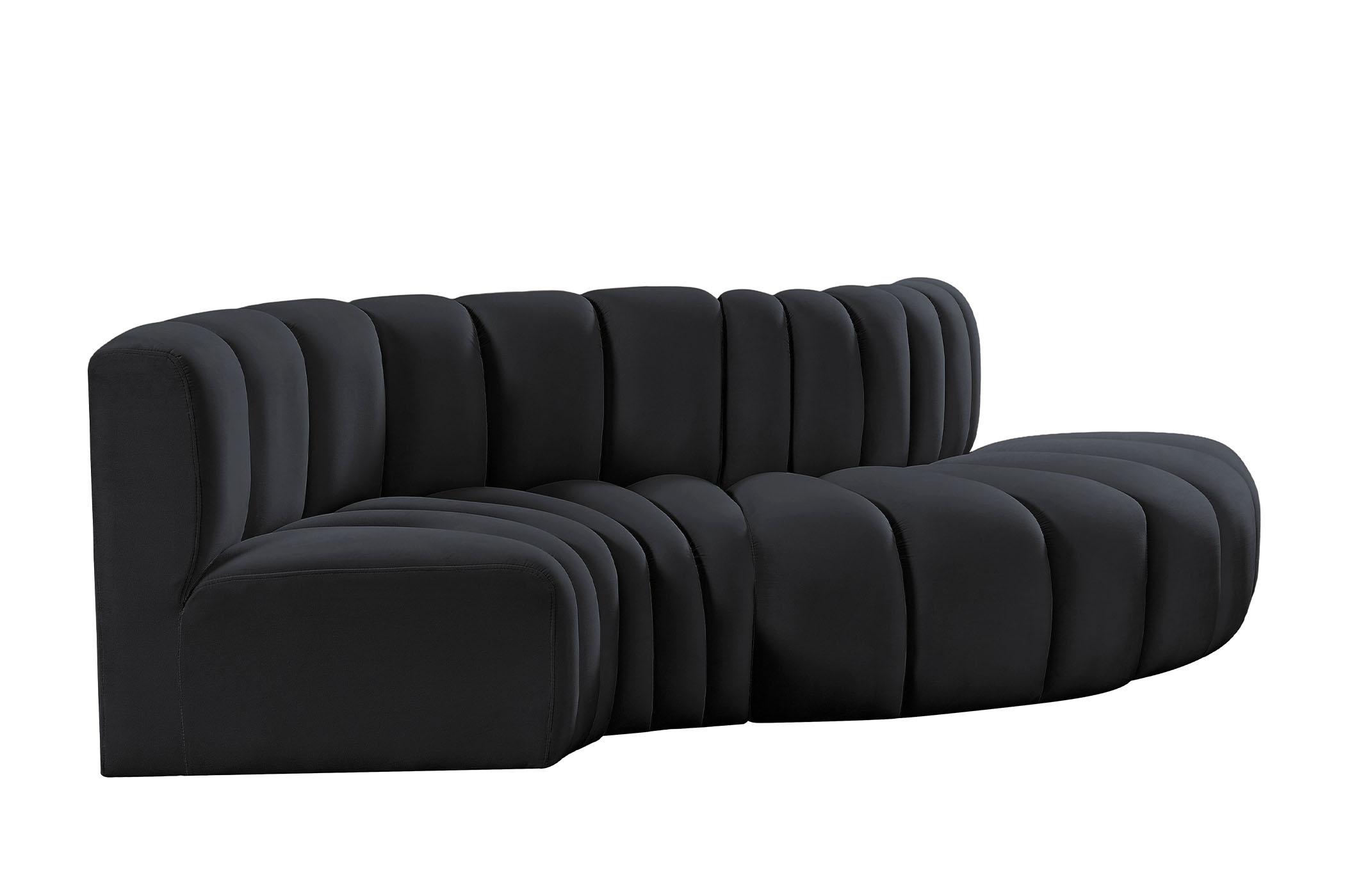 Contemporary, Modern Modular Sectional Sofa ARC 103Black-S4D 103Black-S4D in Black Velvet