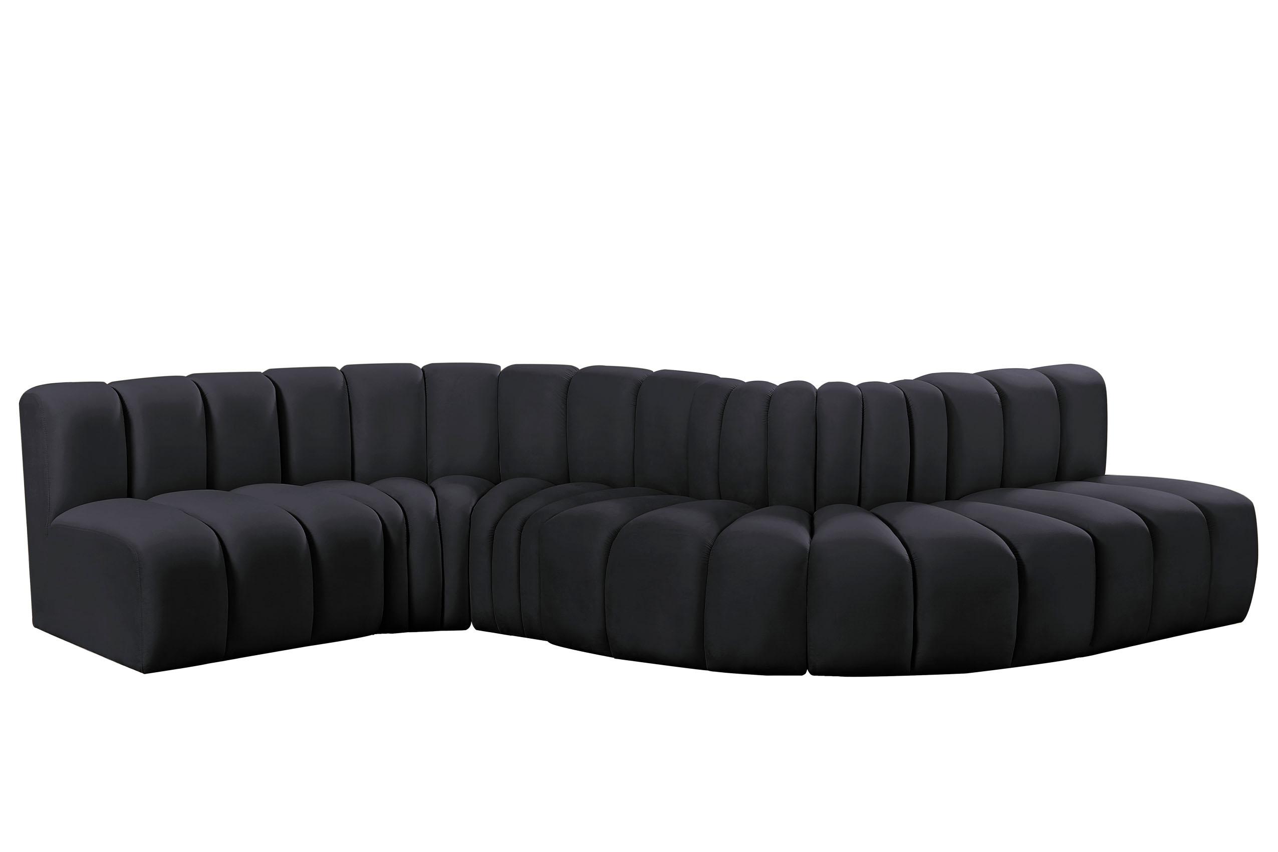 Contemporary, Modern Modular Sectional Sofa ARC 103Black-S6A 103Black-S6A in Black Velvet
