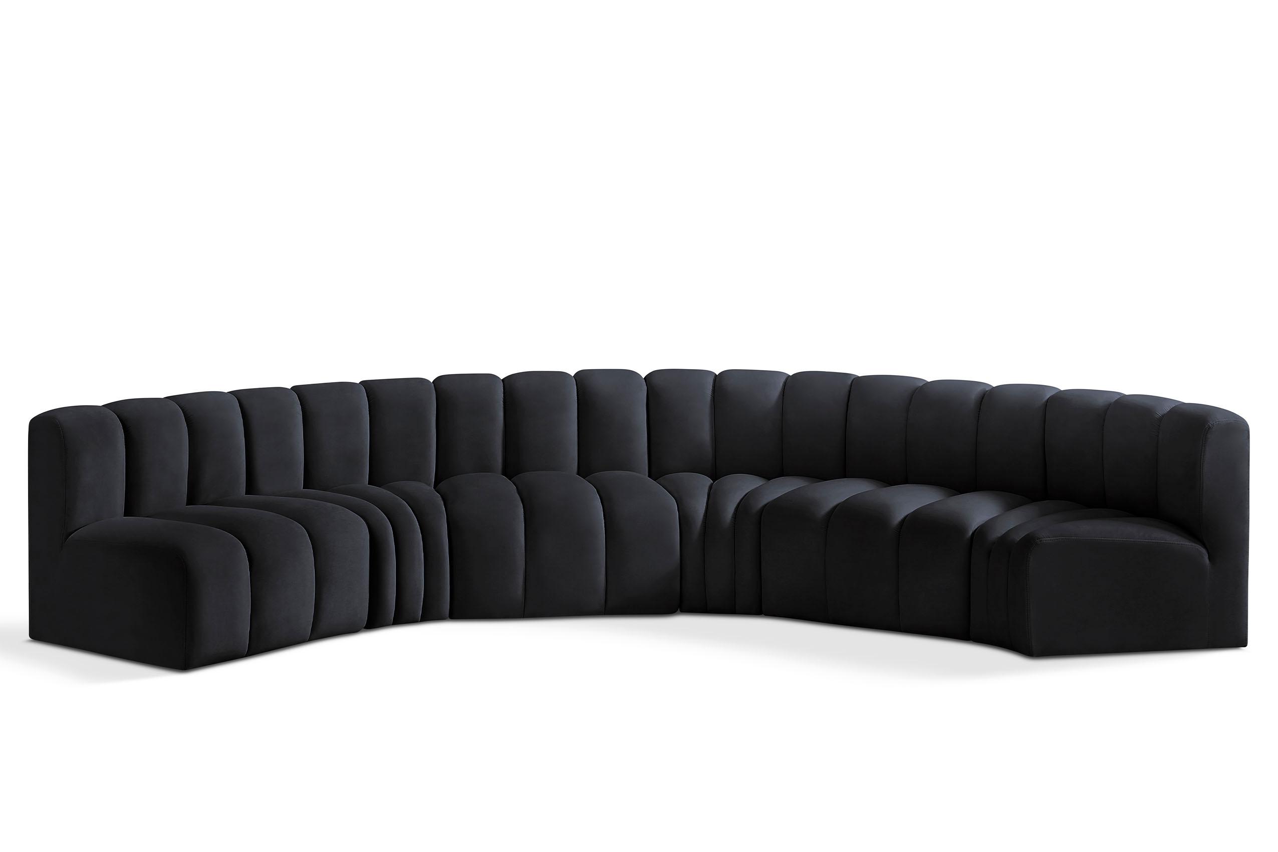 Contemporary, Modern Modular Sectional Sofa ARC 103Black-S6B 103Black-S6B in Black Velvet
