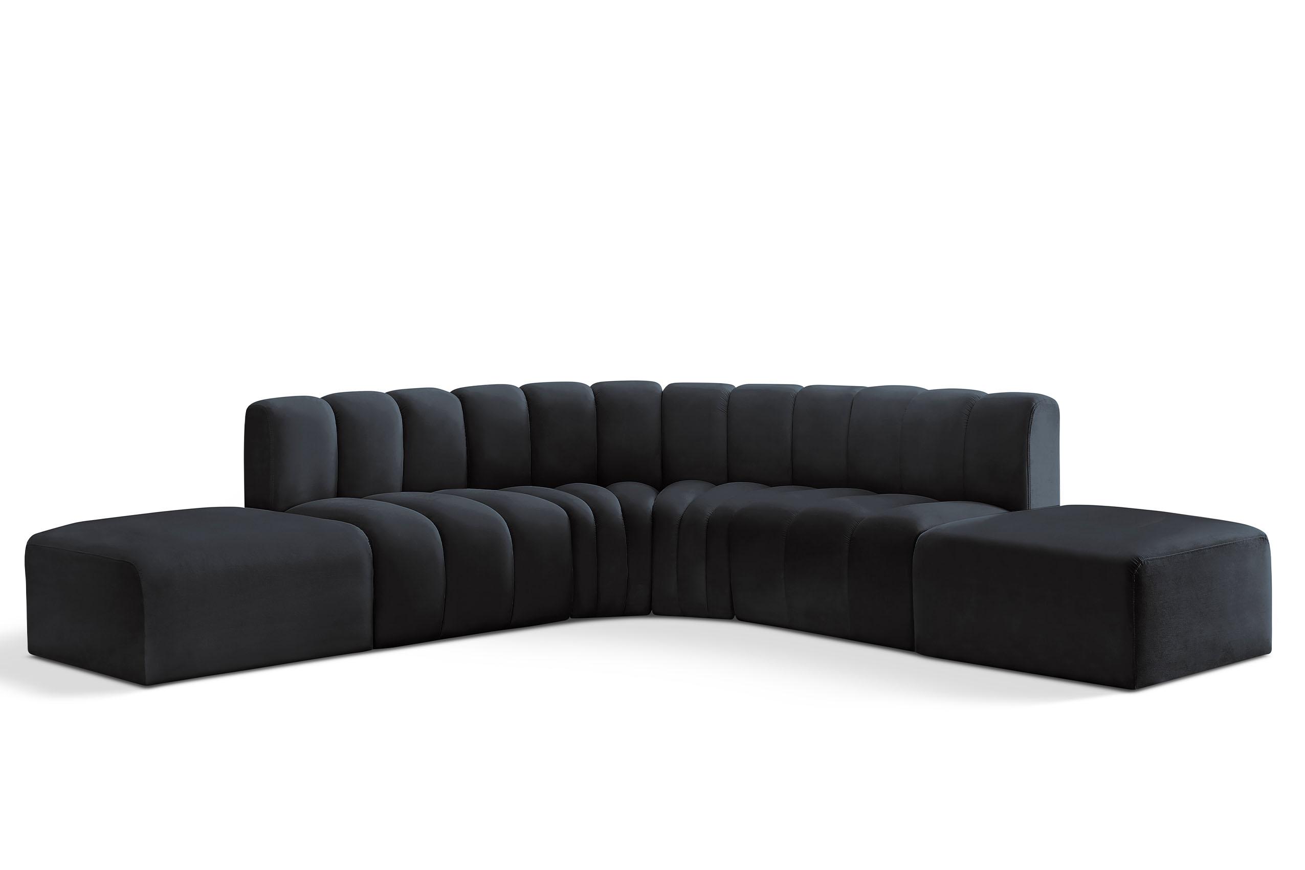 Contemporary, Modern Modular Sectional Sofa ARC 103Black-S6C 103Black-S6C in Black Velvet