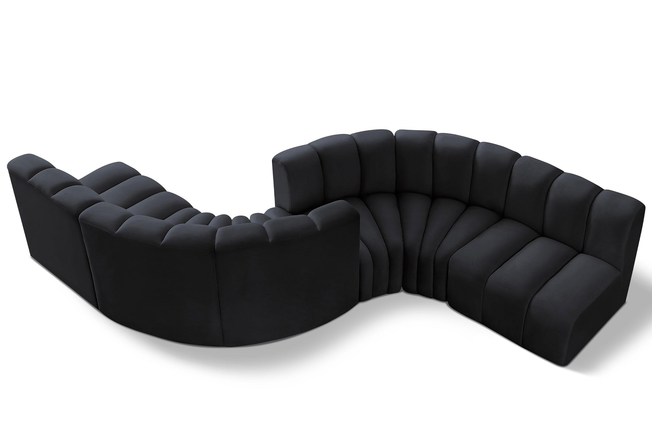 Contemporary, Modern Modular Sectional Sofa ARC 103Black-S6D 103Black-S6D in Black Velvet