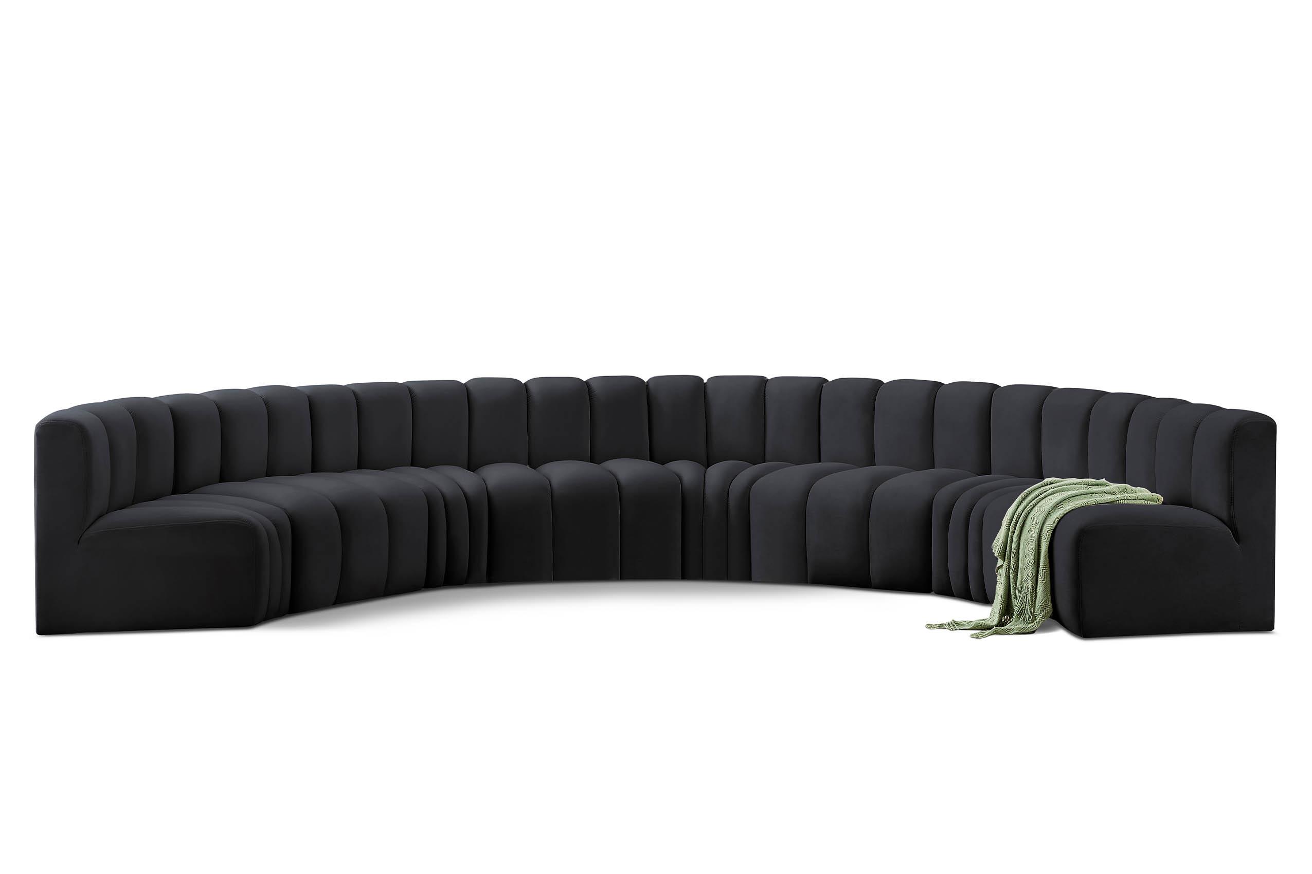

        
Meridian Furniture ARC 103Black-S8B Modular Sectional Sofa Black Velvet 094308298917
