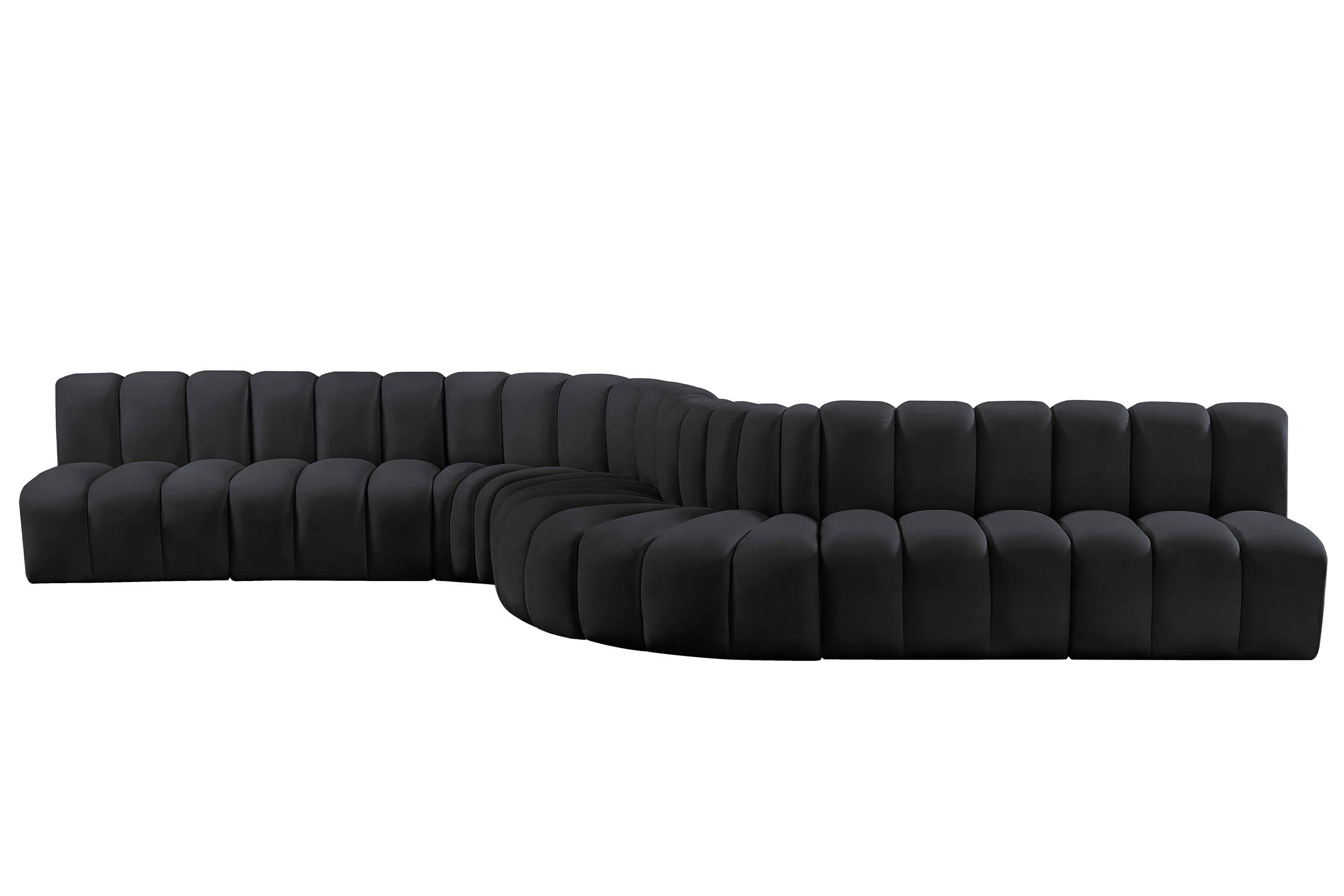 Contemporary, Modern Modular Sectional Sofa ARC 103Black-S8C 103Black-S8C in Black Velvet