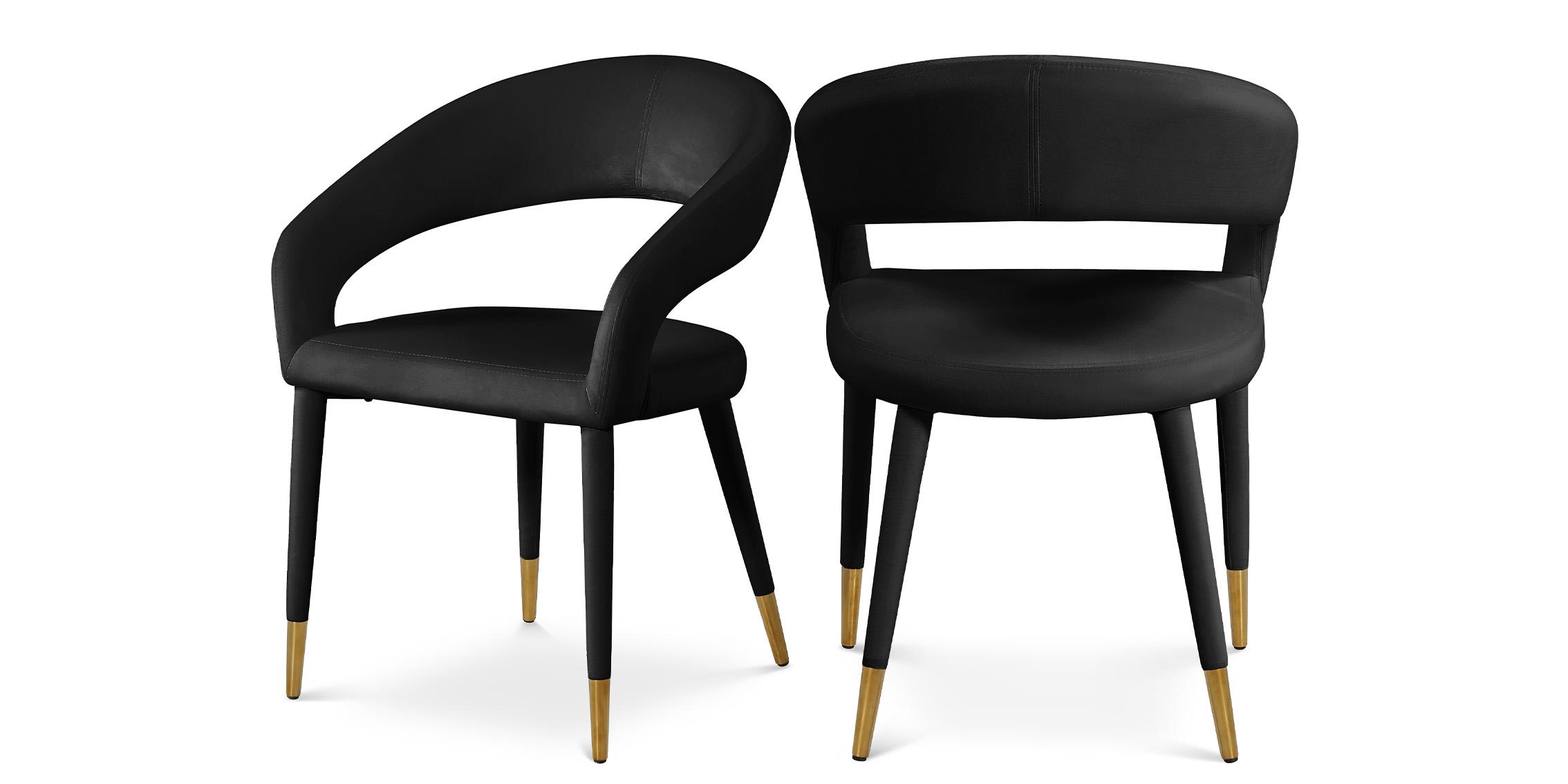Contemporary, Modern Dining Chair Set DESTINY 537Black-C 537Black-C-Set-2 in Gold, Black Velvet