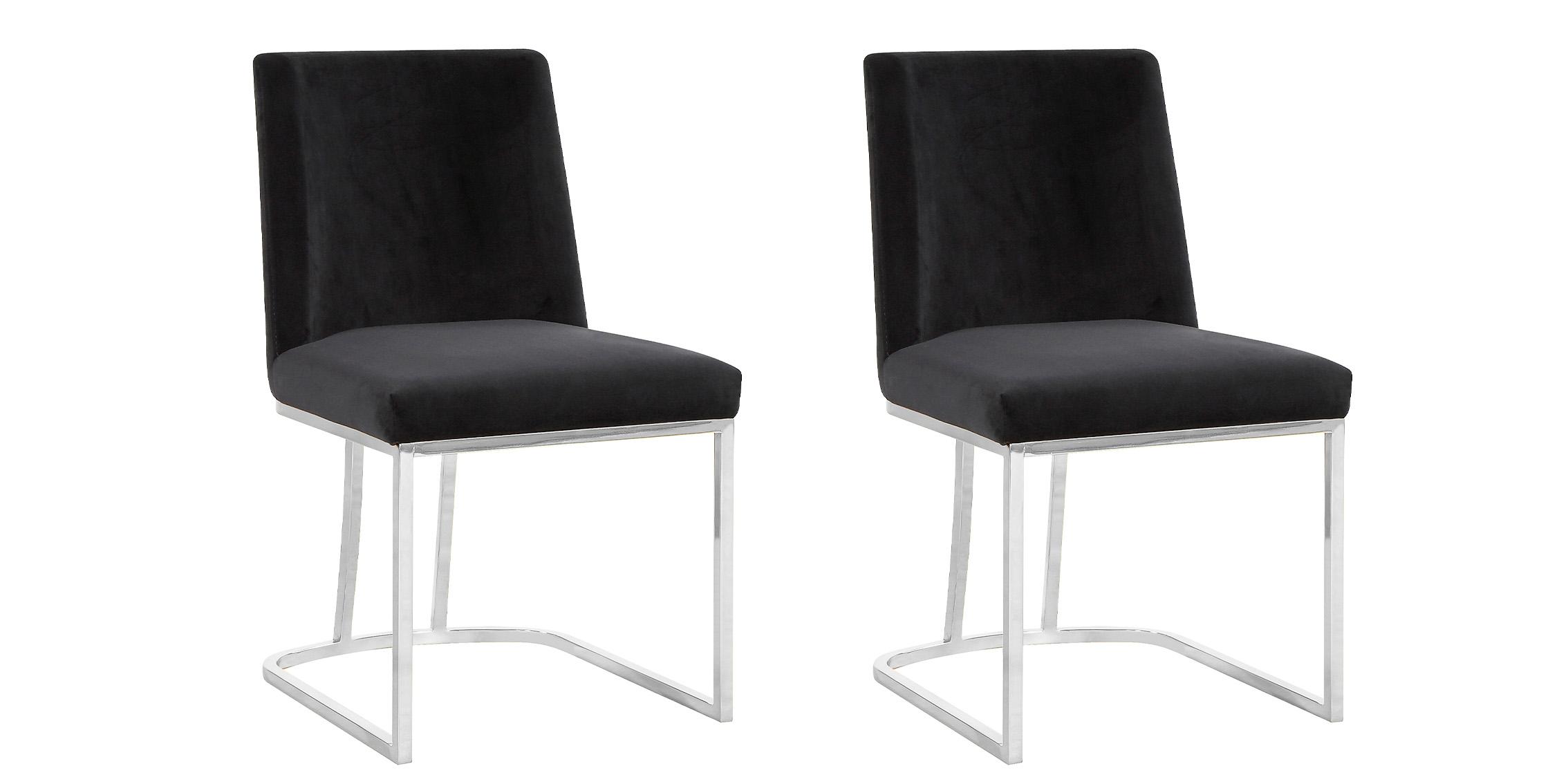 

    
Black Velvet Dining Chair Set 2Pcs HEIDI 728Black Meridian Contemporary Modern
