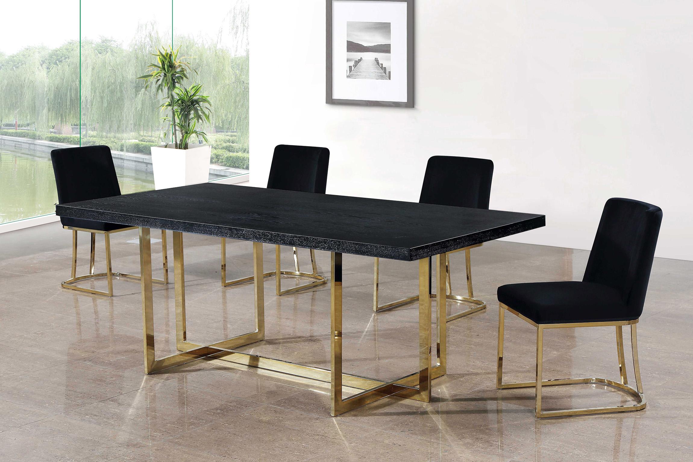 

        
Meridian Furniture HEIDI 776Black Dining Chair Set Gold/Black Velvet 647899949593
