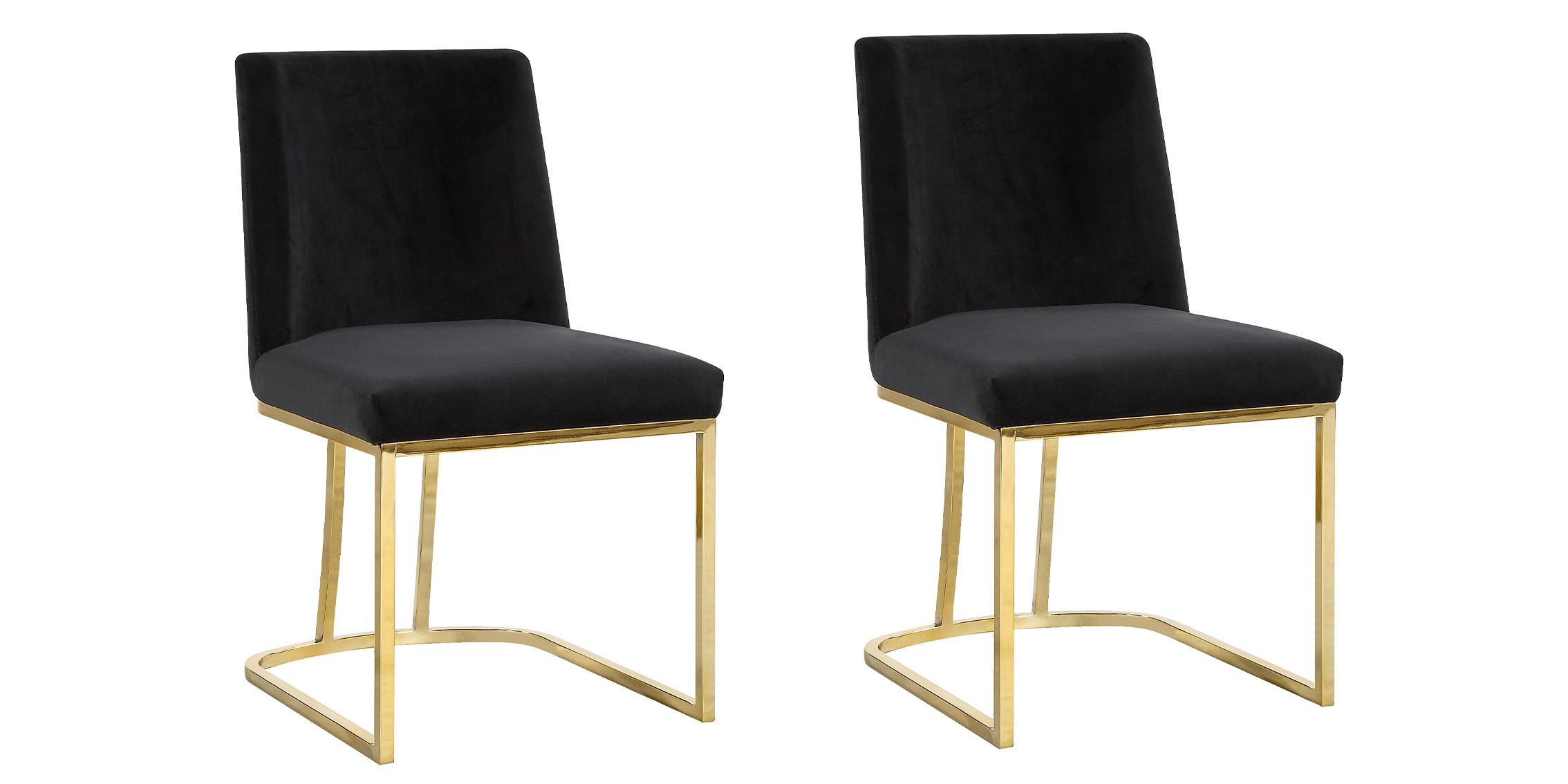 

    
Black Velvet Dining Chair Set 2Pcs HEIDI 776Black Meridian Contemporary Modern
