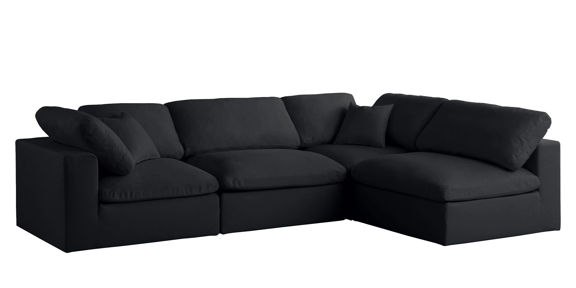 Contemporary, Modern Sectional Sofa 602Black-Sec4B 602Black-Sec4B in Black Fabric