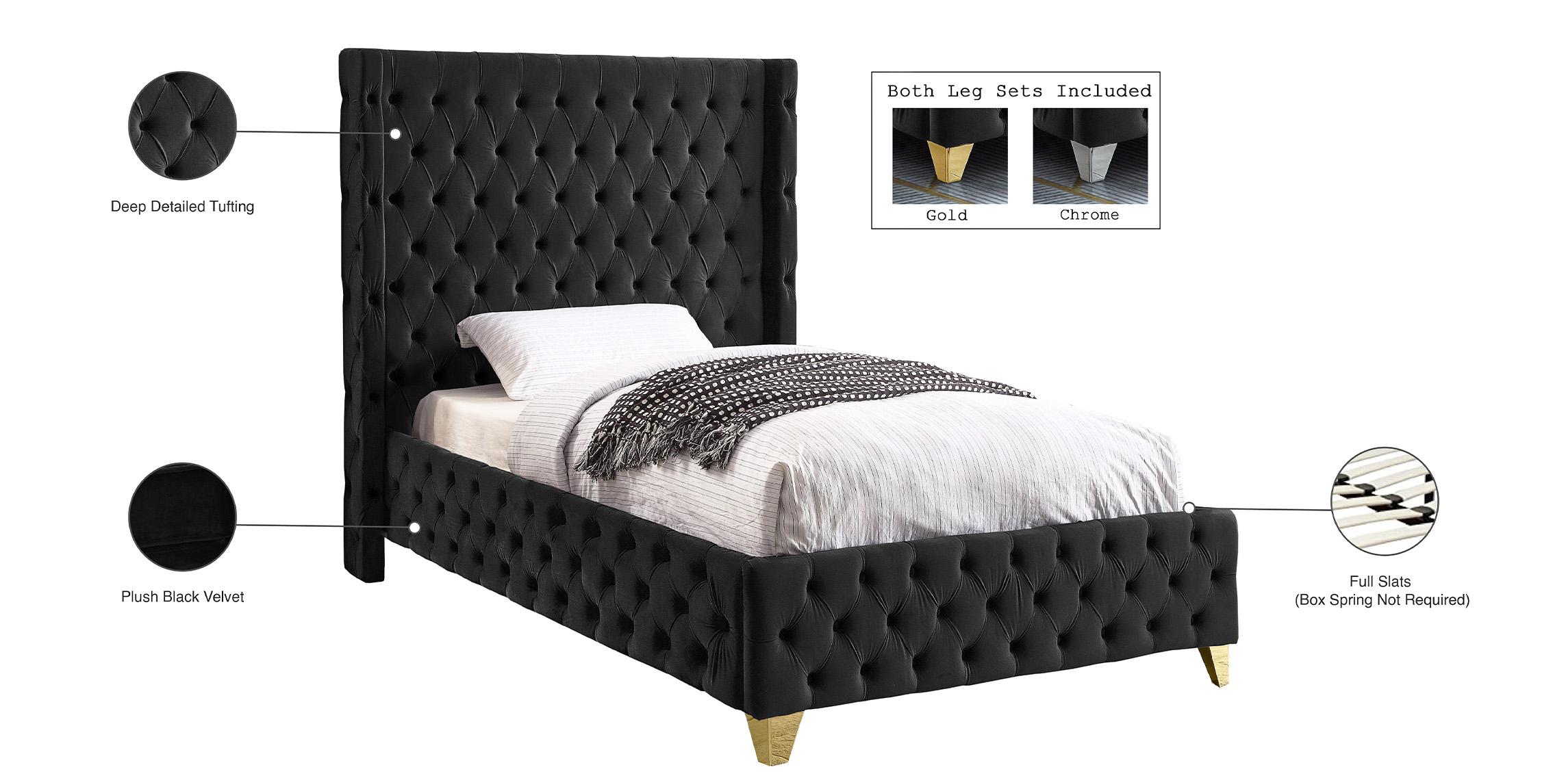 

        
Meridian Furniture SAVAN SavanBlack-T Platform Bed Chrome/Gold/Black Velvet 094308255088
