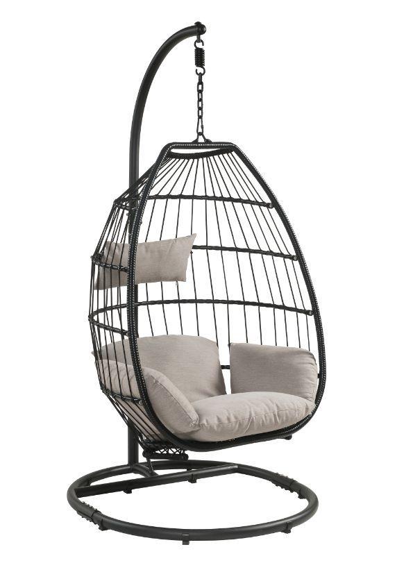 

    
Black Wicker Beige Fabric Patio Outdoor Swing Chair by Acme Furniture Oldi 45115
