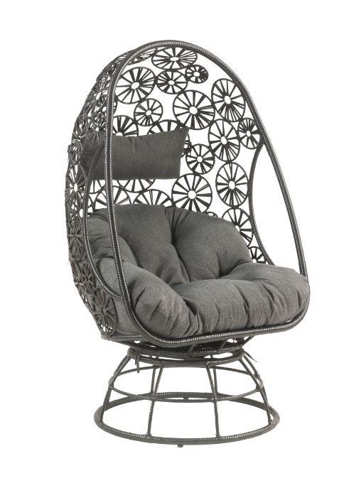 

    
Black Wicker Charcoal Fabric Lounge Chair by Acme Furniture Hikre 45113
