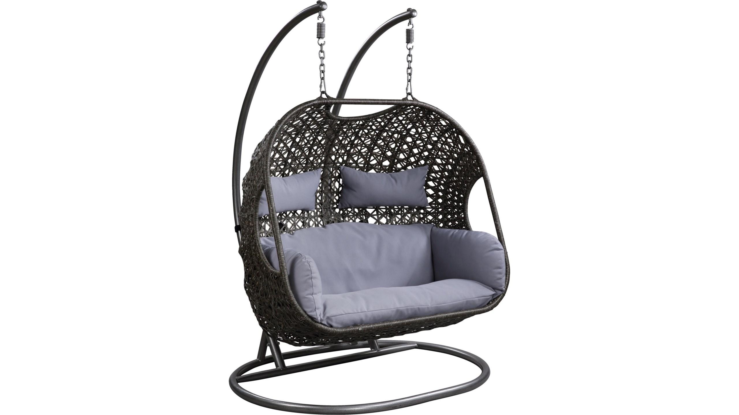 

    
Black Wicker & Grey Fabric Patio Outdoor Swing Chair by Acme Furniture Vasant 45084
