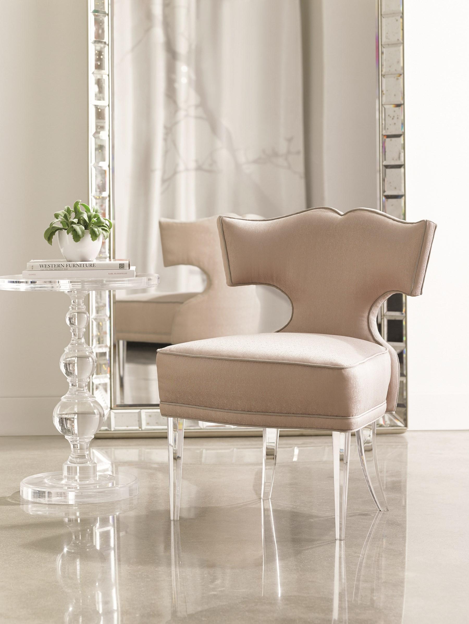 

    
Blossom Tone Acrylic Legs Accent Chair and End Table FACET-NATING by Caracole
