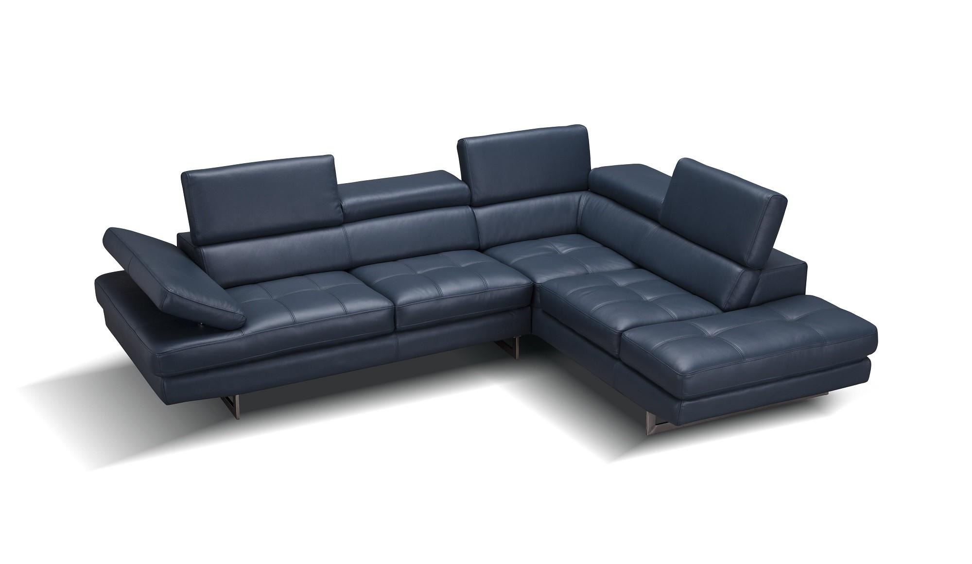 

    
Blue Full Top Grain Leather Italian Sectional Sofa RHC Modern J&M A761

