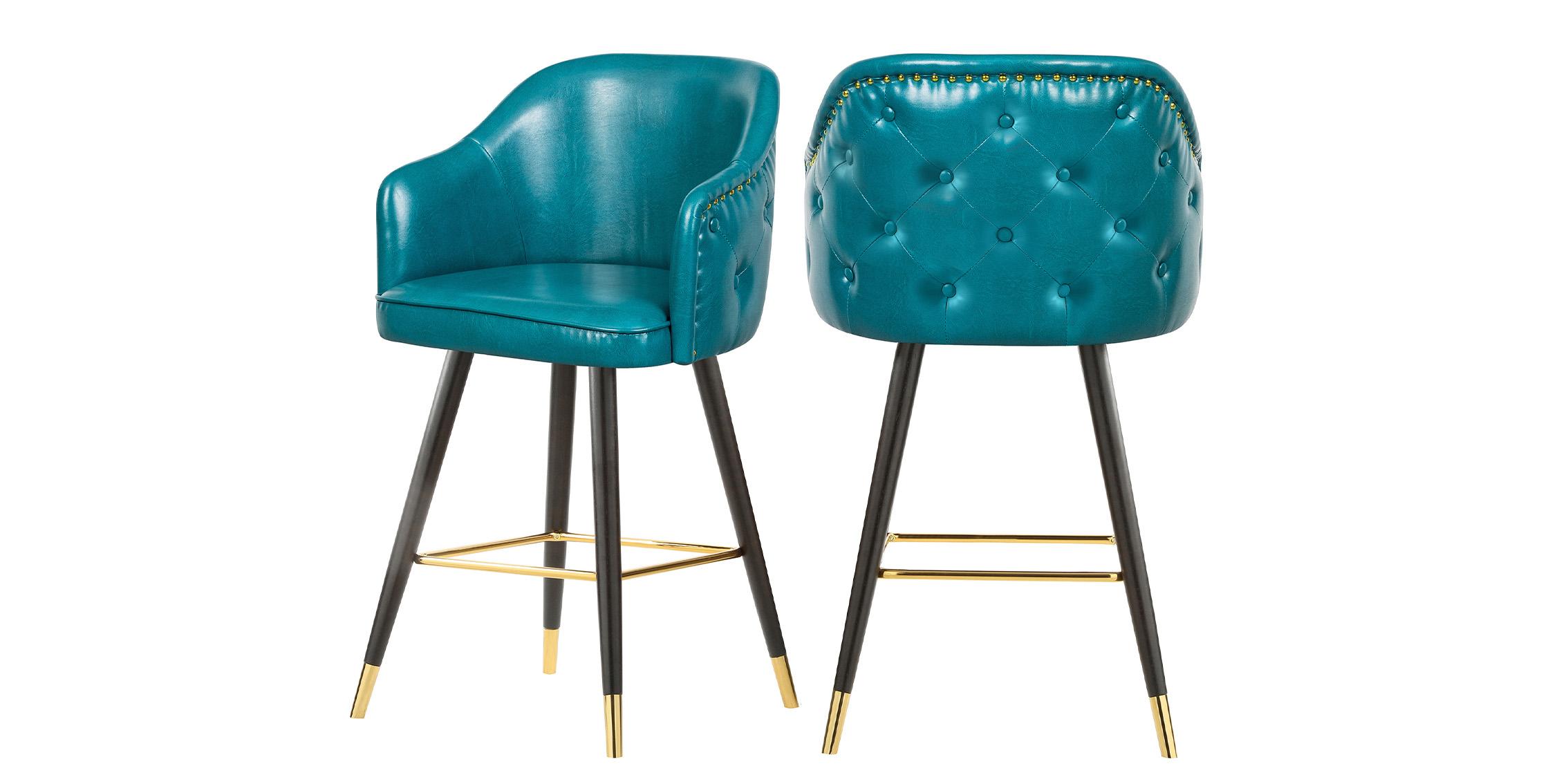 Contemporary, Modern Counter Stool Set BARBOSA 900Blue-C 900Blue-C in Blue Faux Leather