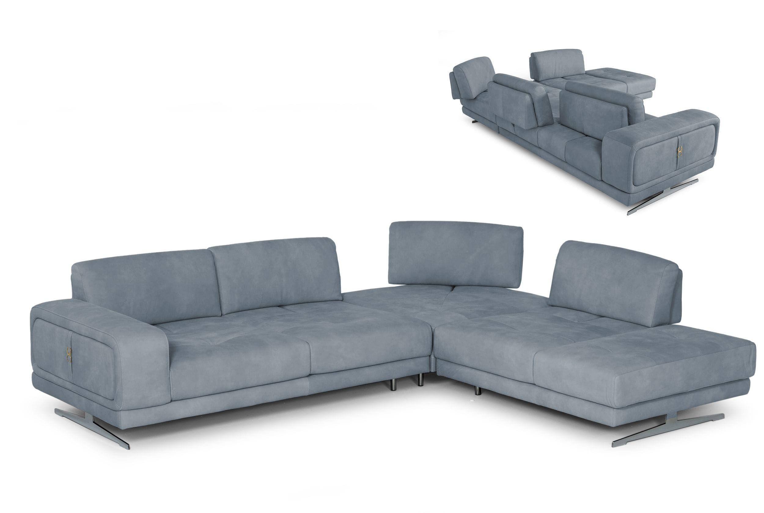 Contemporary, Modern Sectional Sofa VGCCMOOD-SPAZIO-BLUE-RAF VGCCMOOD-SPAZIO-BLUE-RAF in Blue Italian Leather