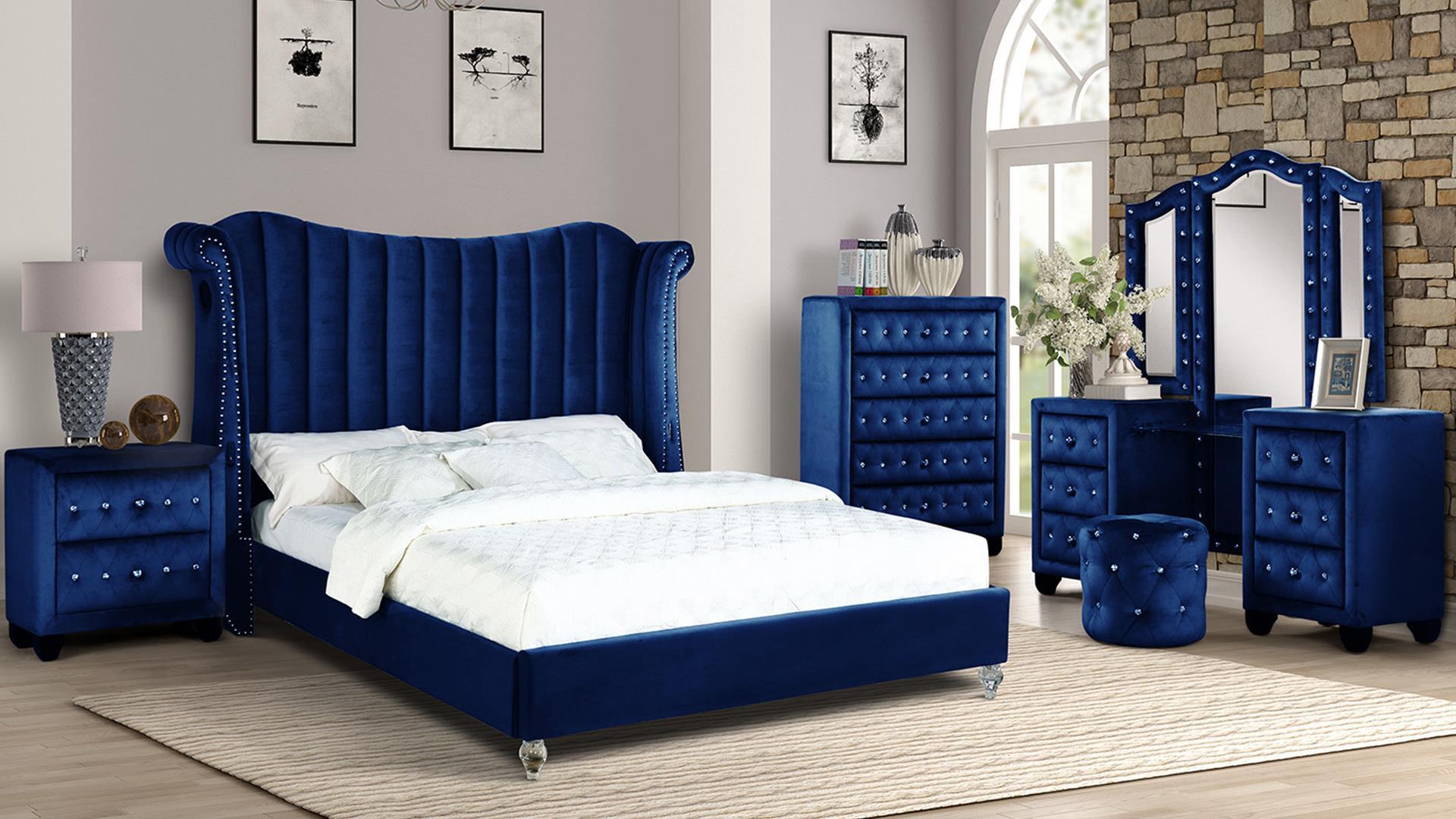 

                    
Galaxy Home Furniture TULIP BLUE Platform Bed Blue Velvet Purchase 
