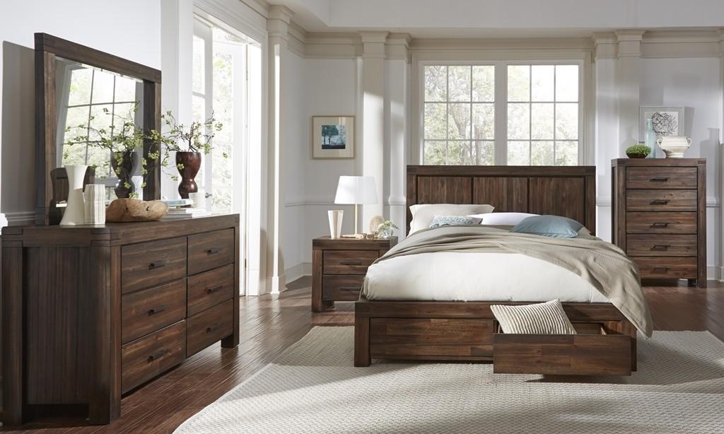

    
3F41D6 Brick Brown Finish Acacia Solids CAL King Storage Bed MEADOW by Modus Furniture
