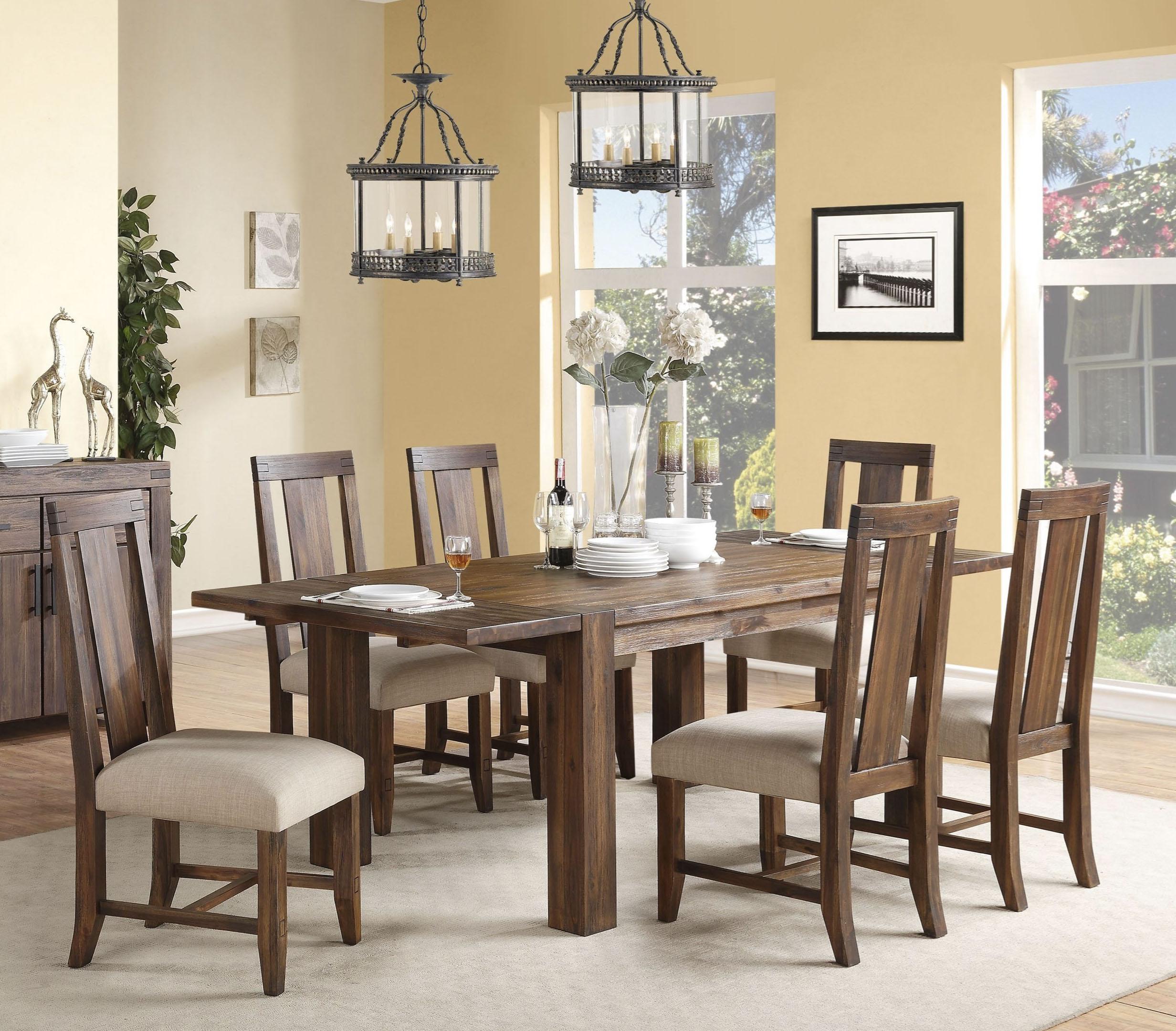 Rustic Dining Table Set MEADOW 3F4161-7PC in  Fabric