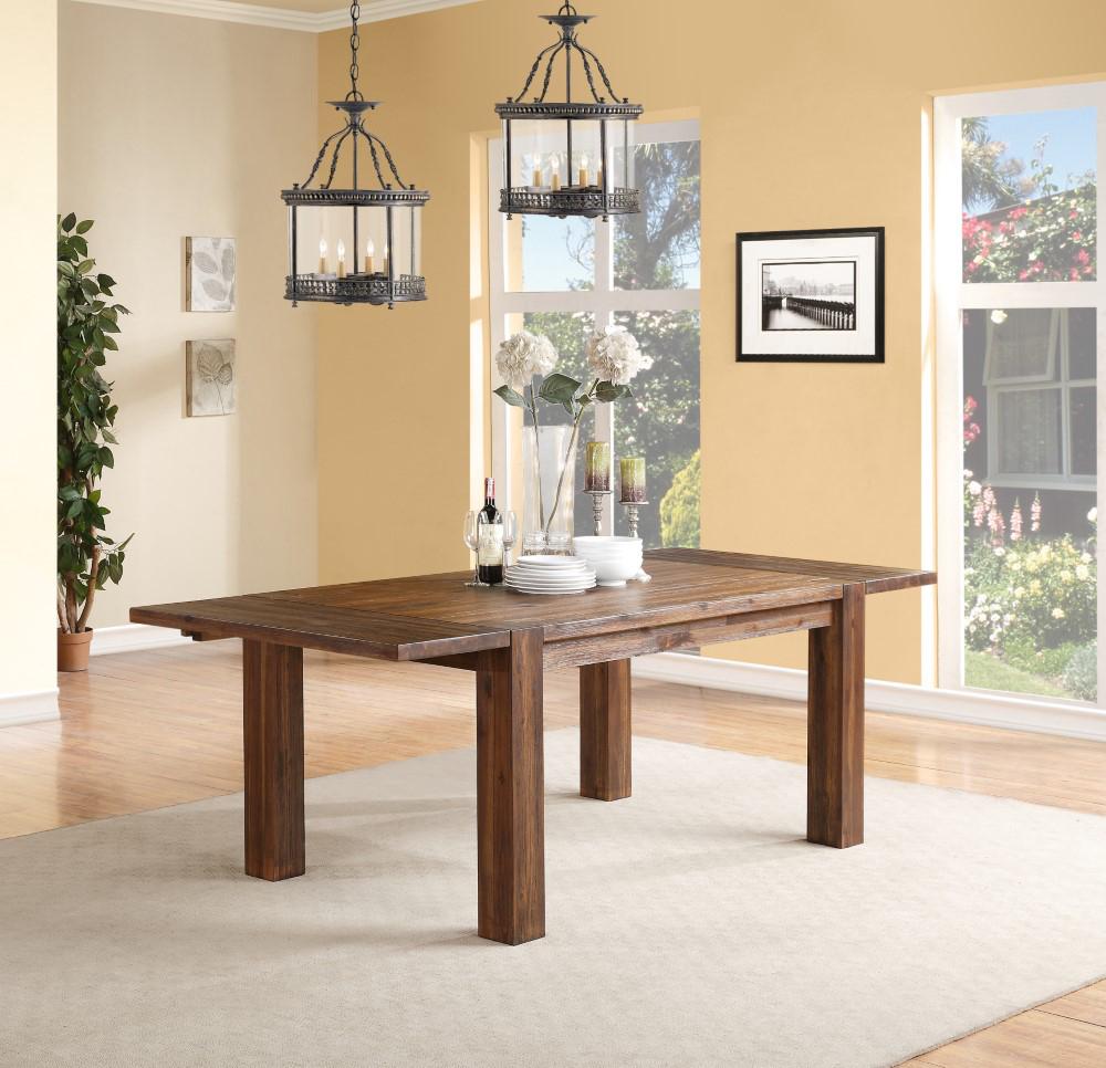 

    
Brick Brown Finish Acacia Solids Dining Set 7Pcs Water Hyacinth MEADOW by Modus Furniture
