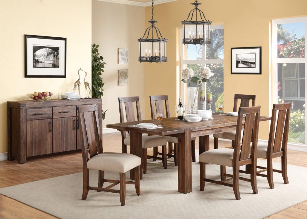 Rustic Dining Table Set MEADOW 3F4161-8PC in  Fabric