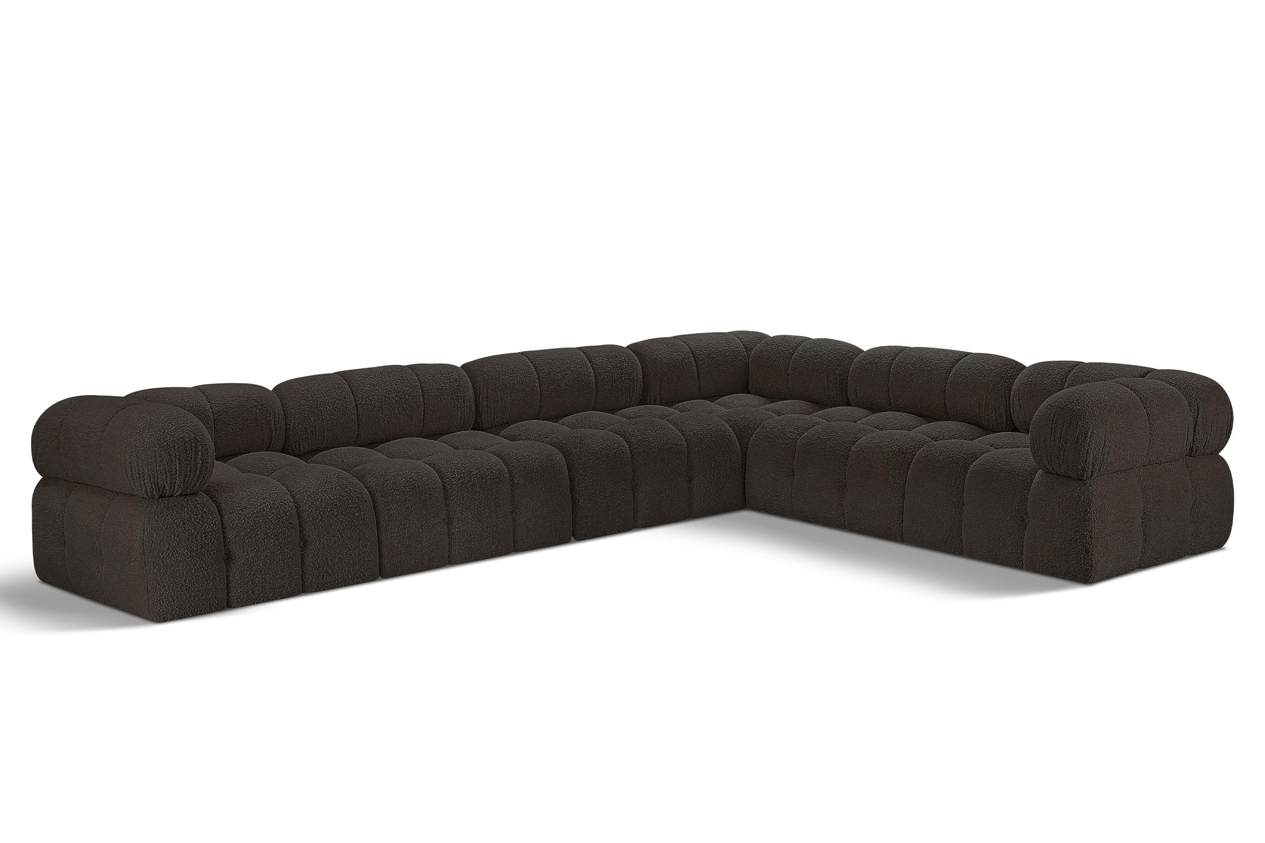 Contemporary, Modern Modular Sectional AMES 611Brown-Sec6F 611Brown-Sec6F in Brown 