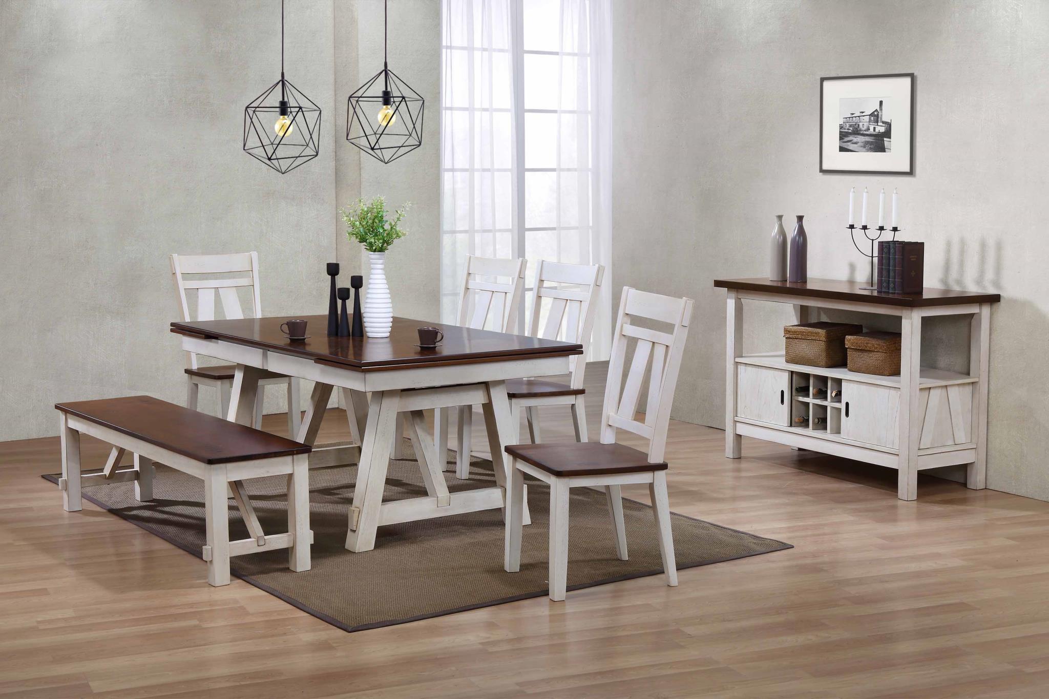 Rustic, Farmhouse Dining Room Set Winslow 5636-8pcs in Cream, Brown 