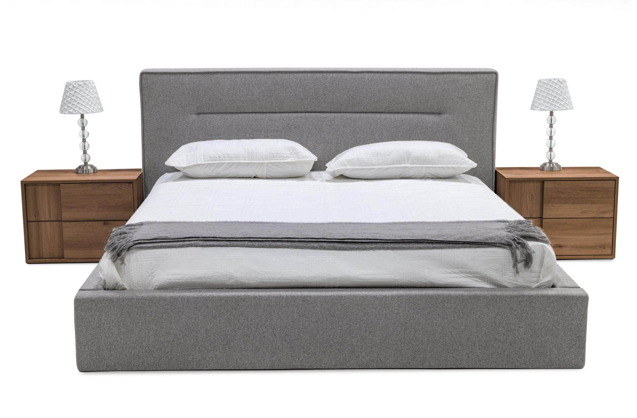 Modern Panel Bedroom Set Juliana VGACJULIANA-GRY-BED-Q-3pcs in Gray, Brown Fabric