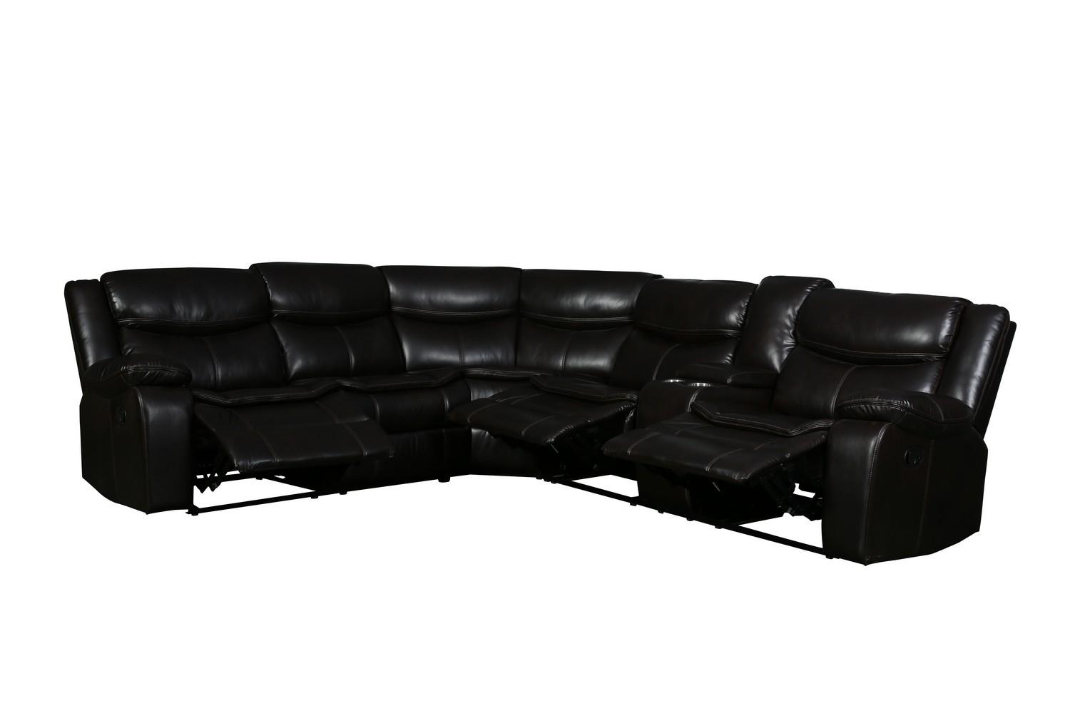 Contemporary Reclining Sectional 6967 6967-BROWN-SECT in Brown Leather Air Material