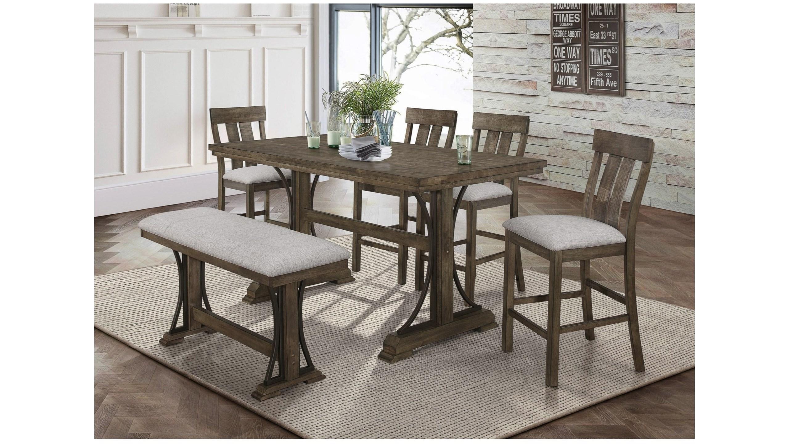 Modern, Farmhouse Counter Dining Set Quincy 2831T-3671-6pcs in Brown Oak 