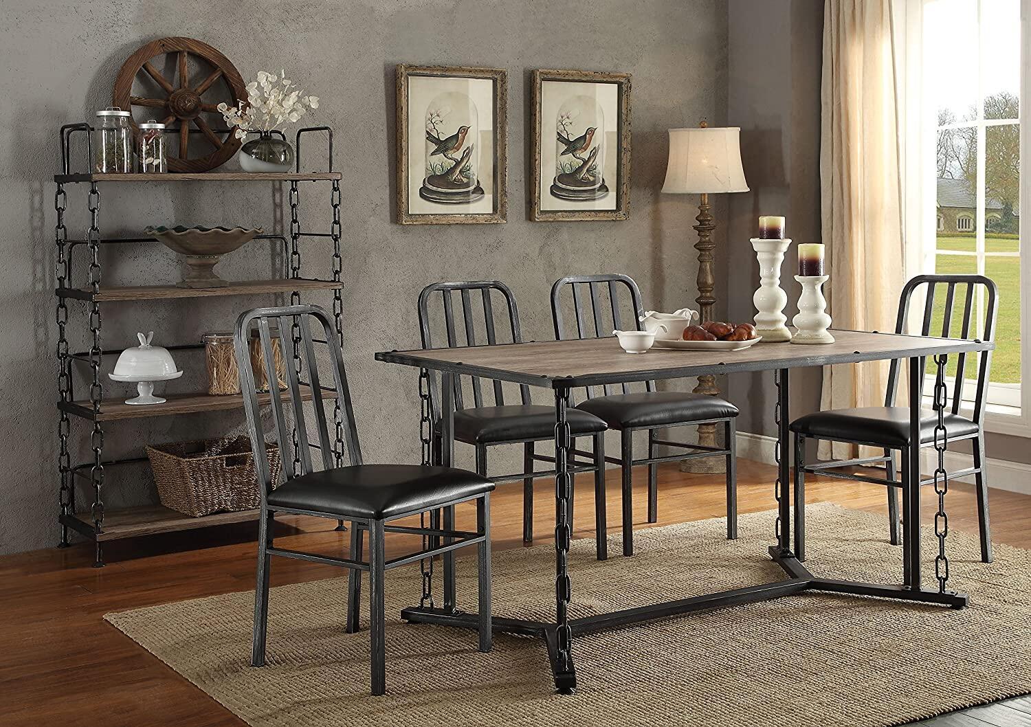Contemporary, Casual Dining Room Set Jodie 71995-8pcs in Brown Oak, Black 