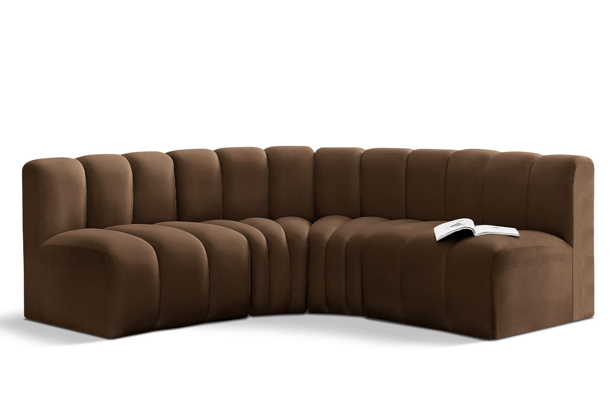 

        
Meridian Furniture ARC 103Brown-S4B Modular Sectional Sofa Brown Velvet 094308299945
