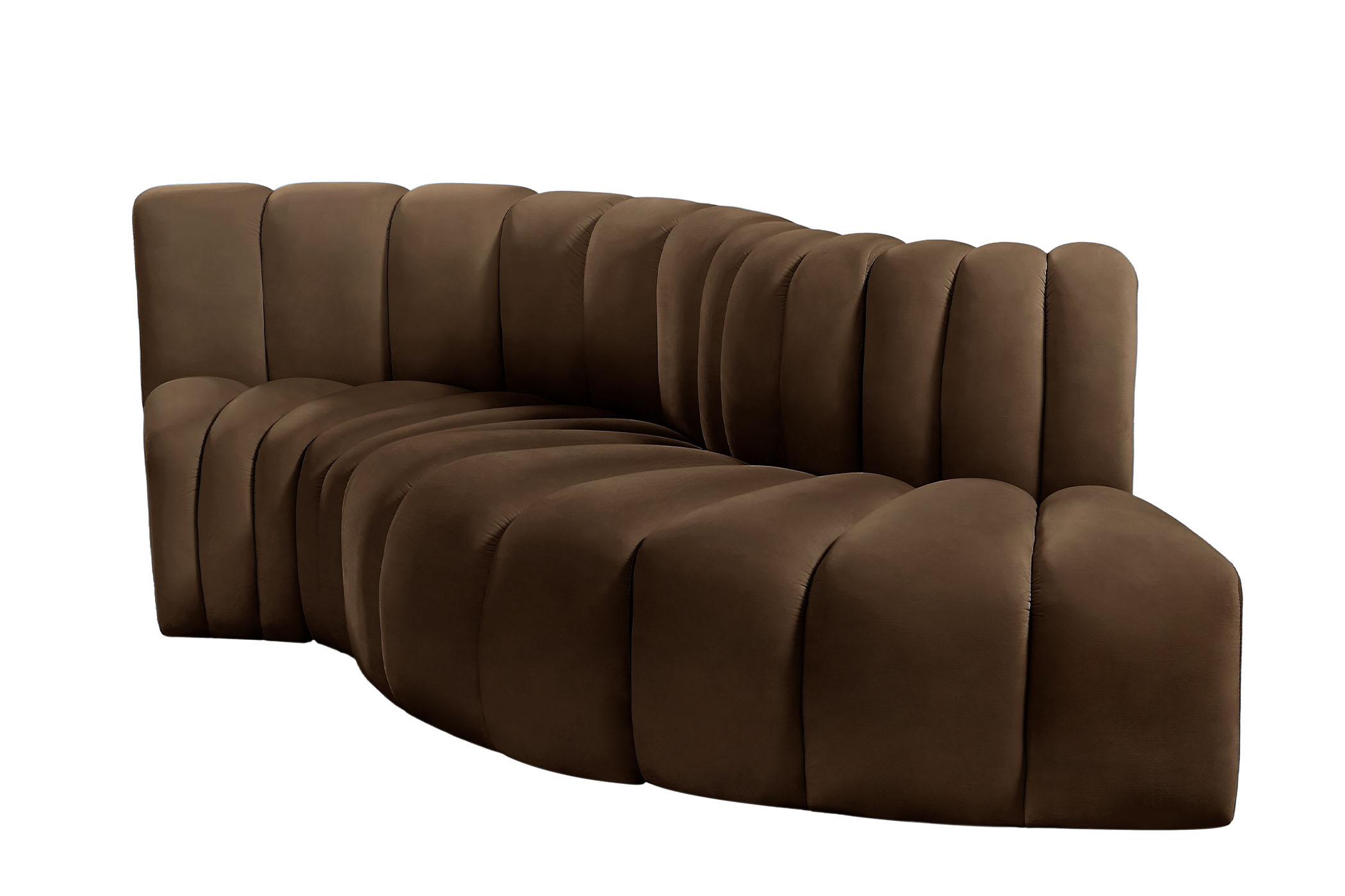 

        
Meridian Furniture ARC 103Brown-S4D Modular Sectional Sofa Brown Velvet 094308299969
