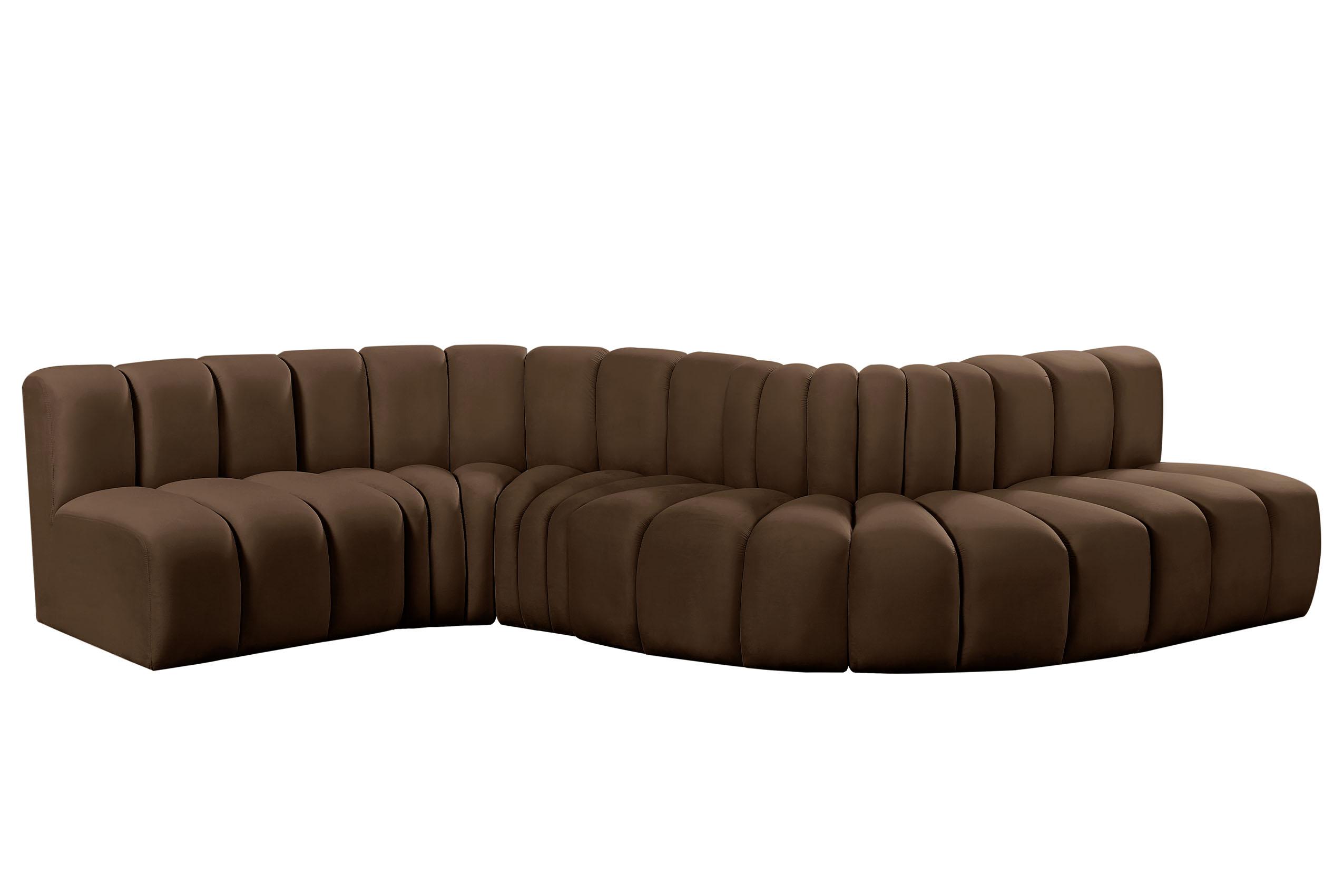 Contemporary, Modern Modular Sectional Sofa ARC 103Brown-S6A 103Brown-S6A in Brown Velvet